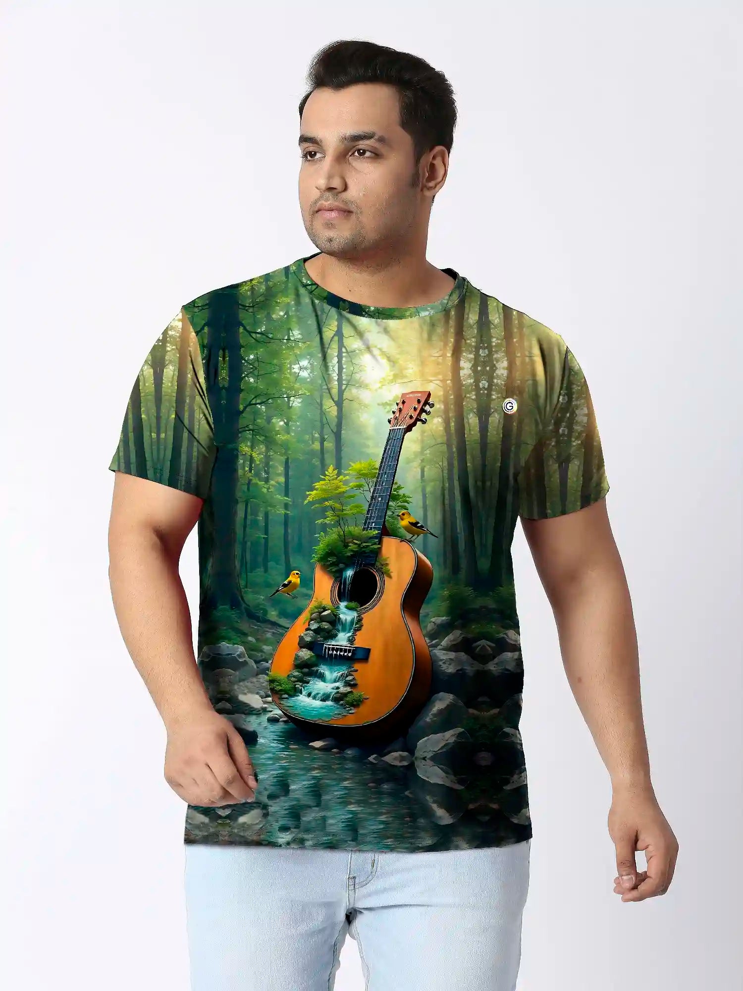 Guitar Digital Printed Plus Size T-shirt