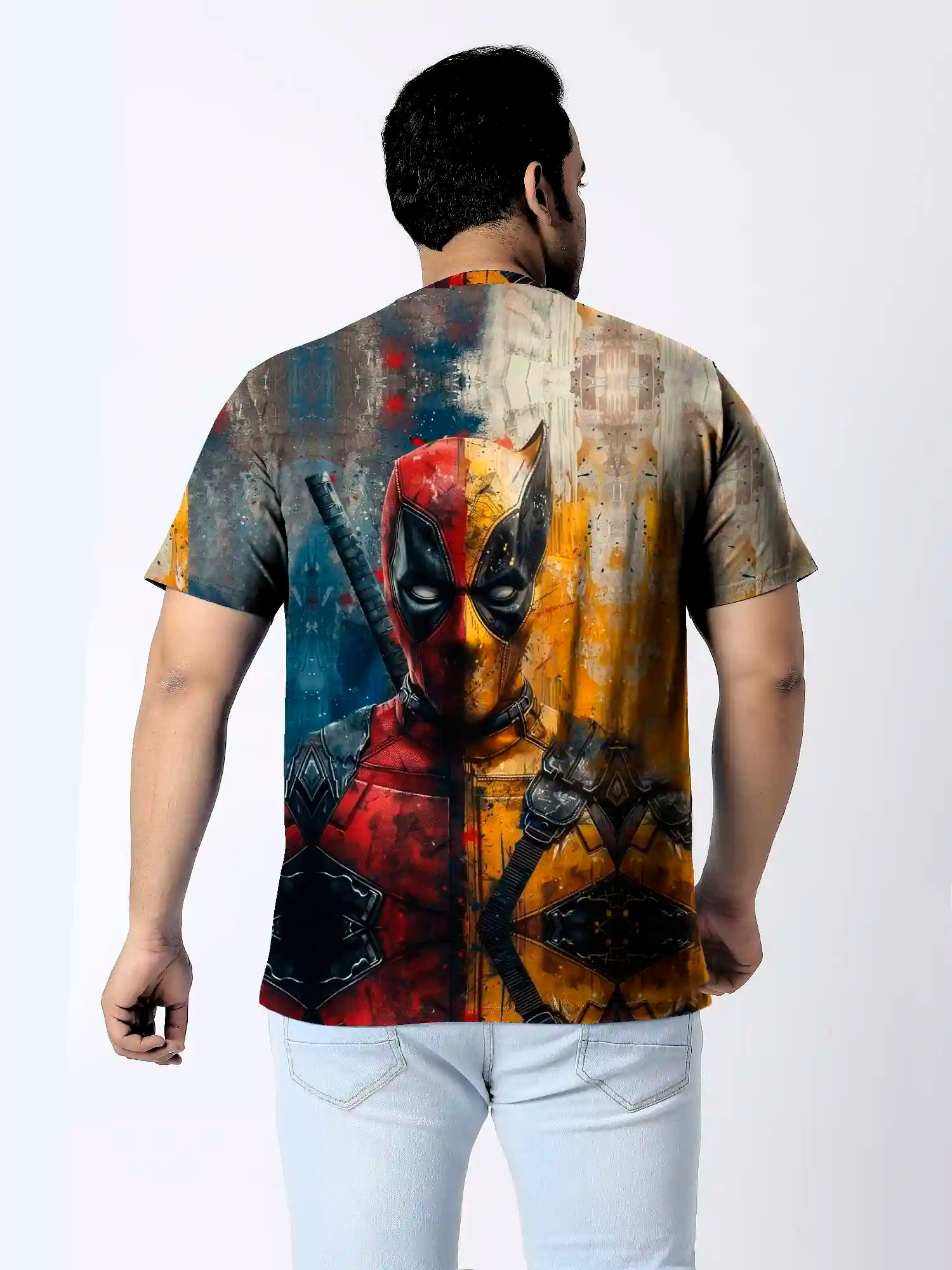 Super Man Digital Printed Plus Size T-shirt