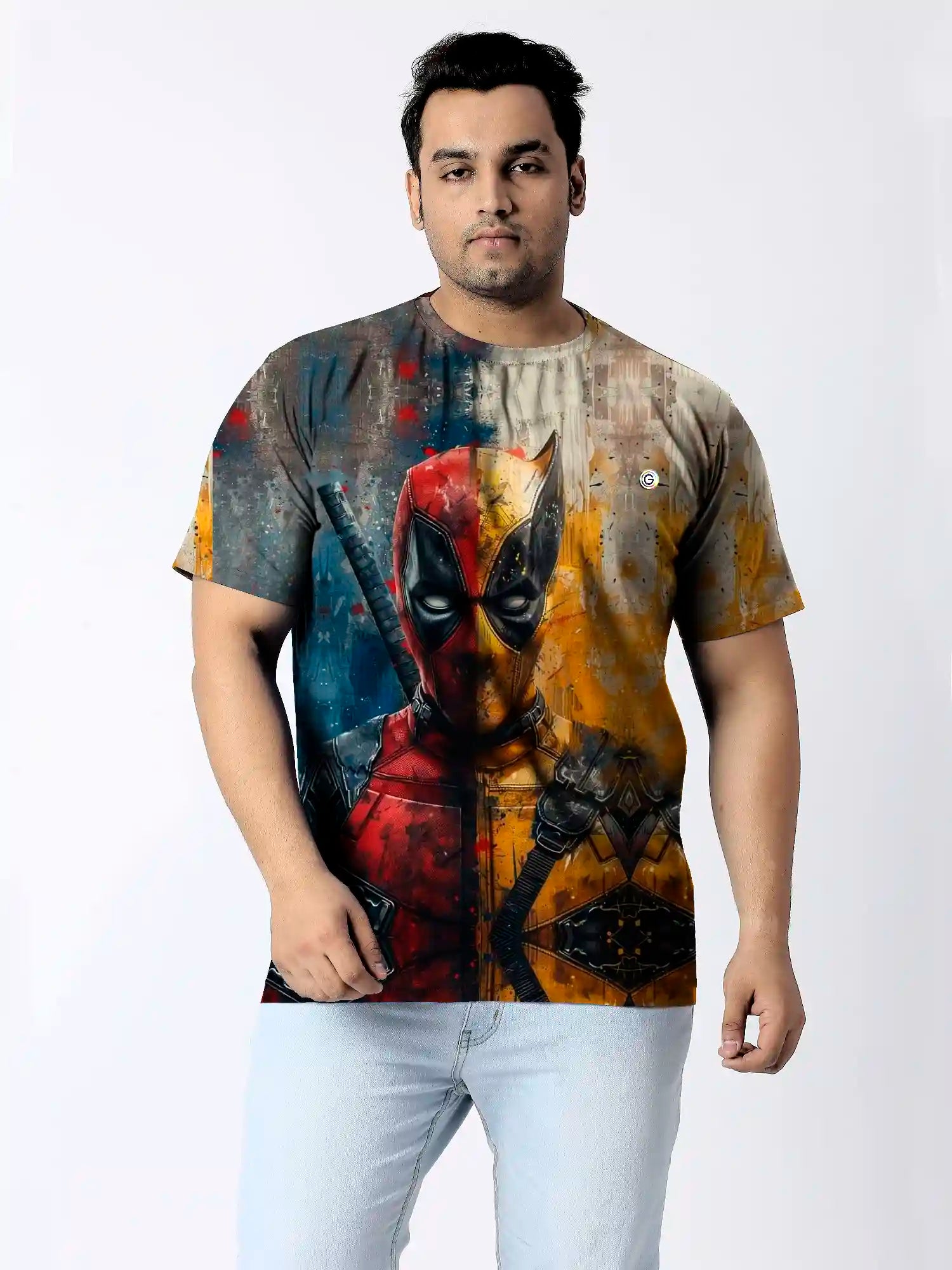 Super Man Digital Printed Plus Size T-shirt