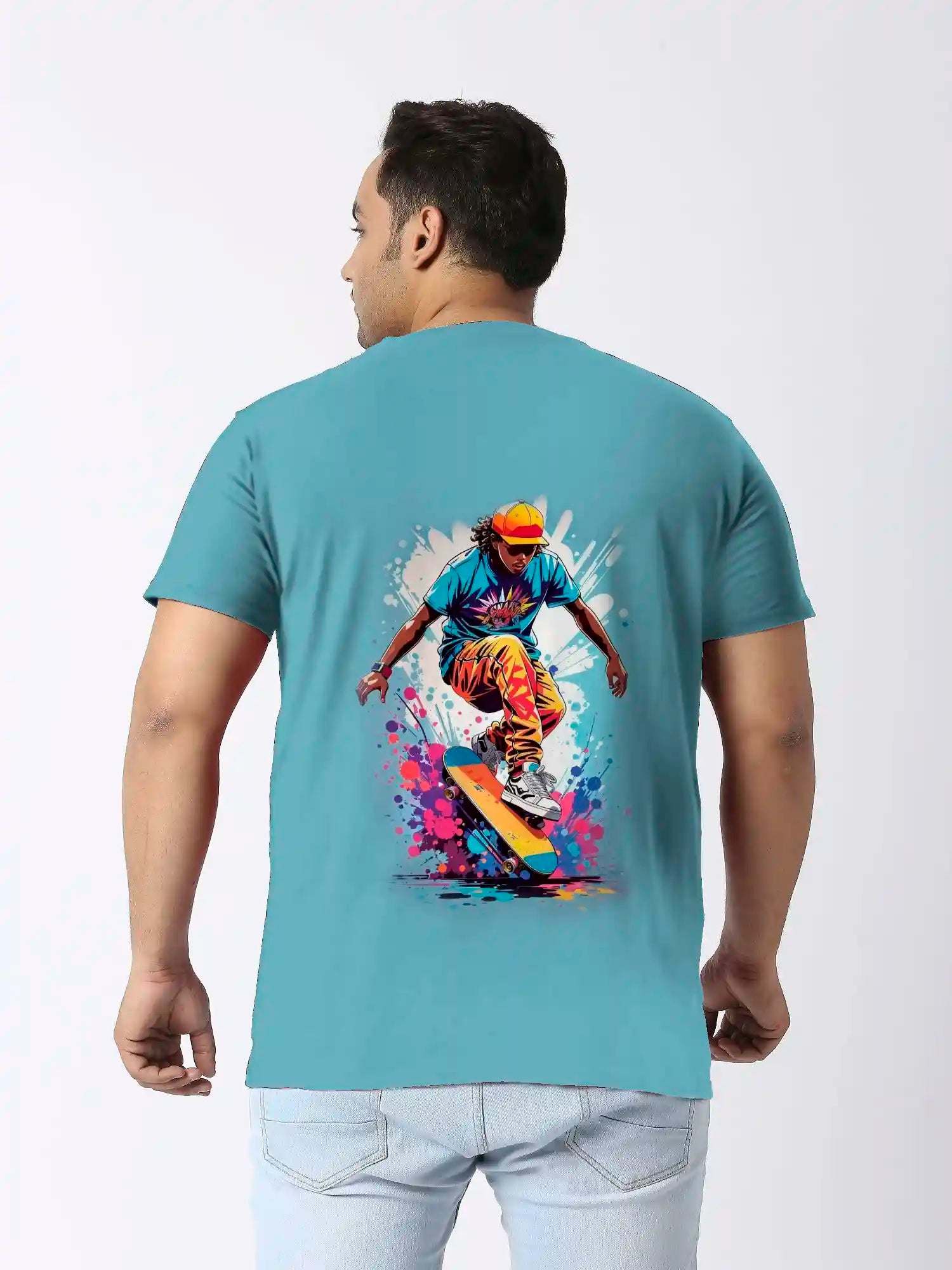Skateboard Digital Printed Plus Size T-shirt
