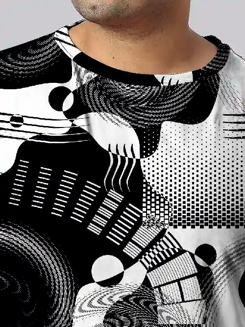Contemporary Abstract Digital Printed Plus Size T-Shirt