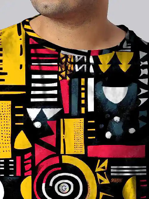 African Tribal Art Digital Printed Plus Size T-Shirt