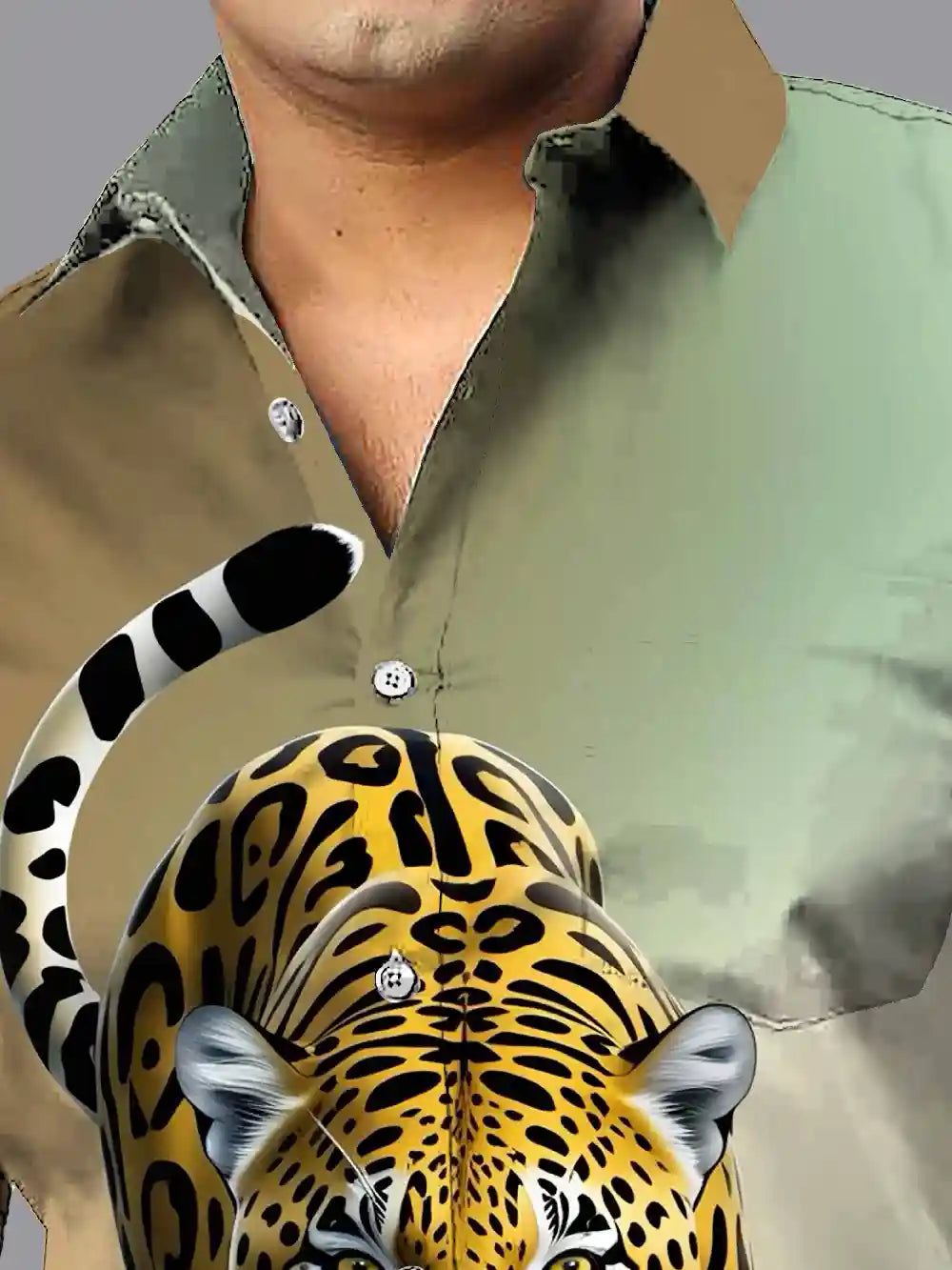 Bengal Tiger Digital Printed Party Wear Men's Plus Size Full Shirt