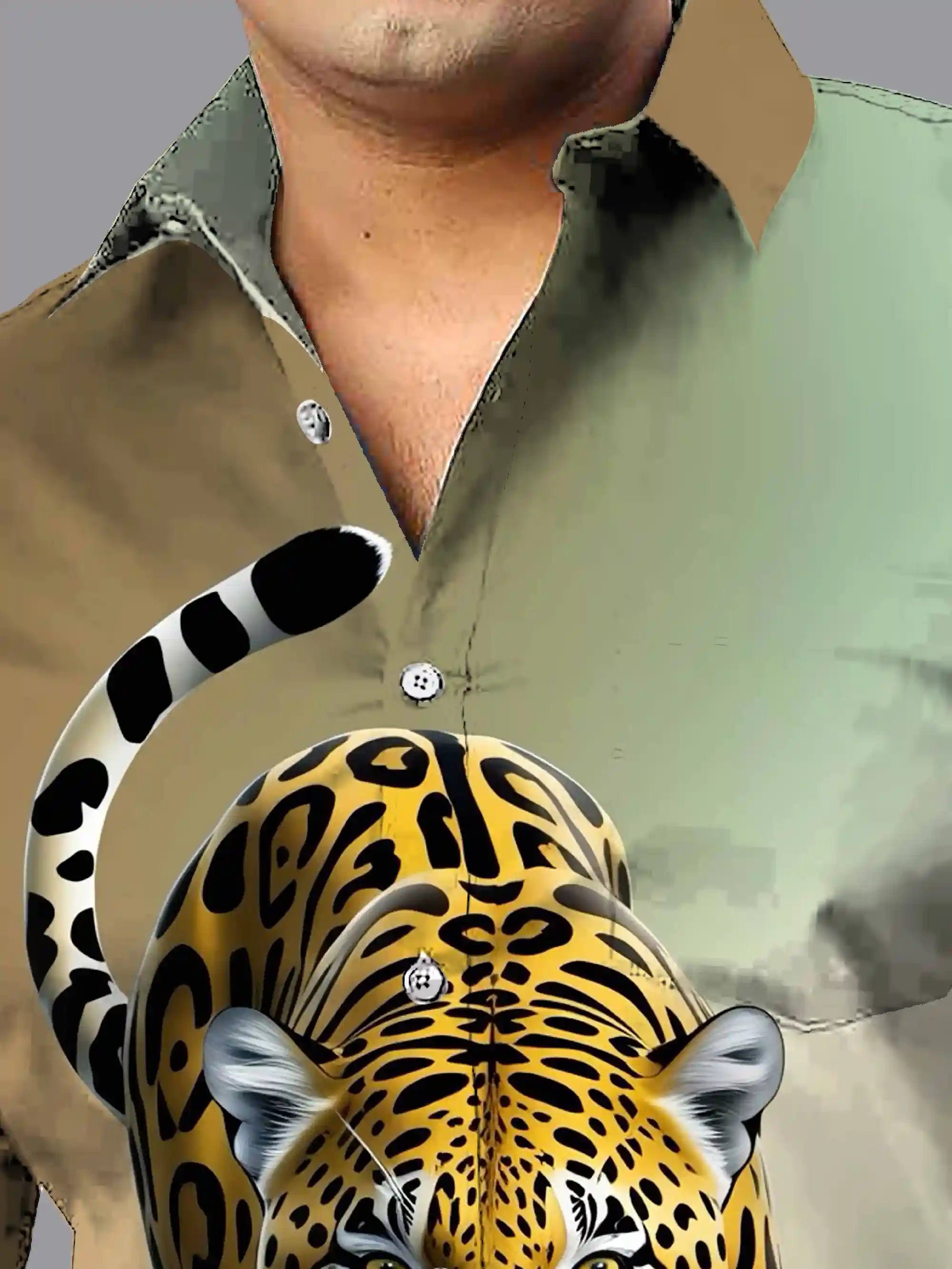 Bengal Tiger Digital Printed Party Wear Men's Plus Size Full Shirt