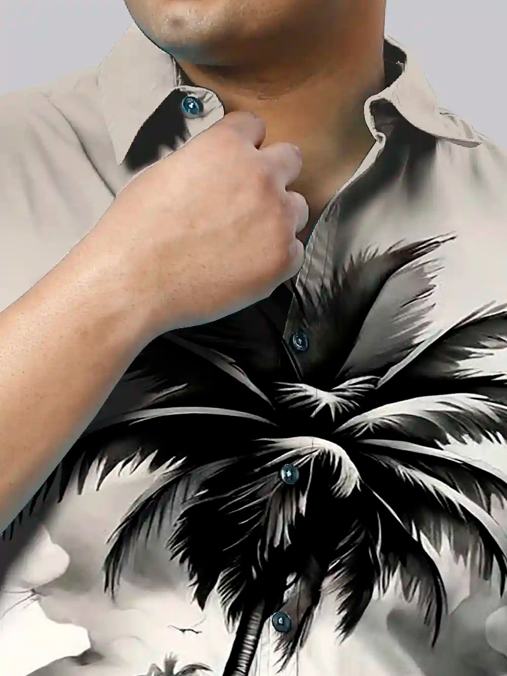 Coconut Tree Printed Party Wear Men's Plus Size Full Shirt