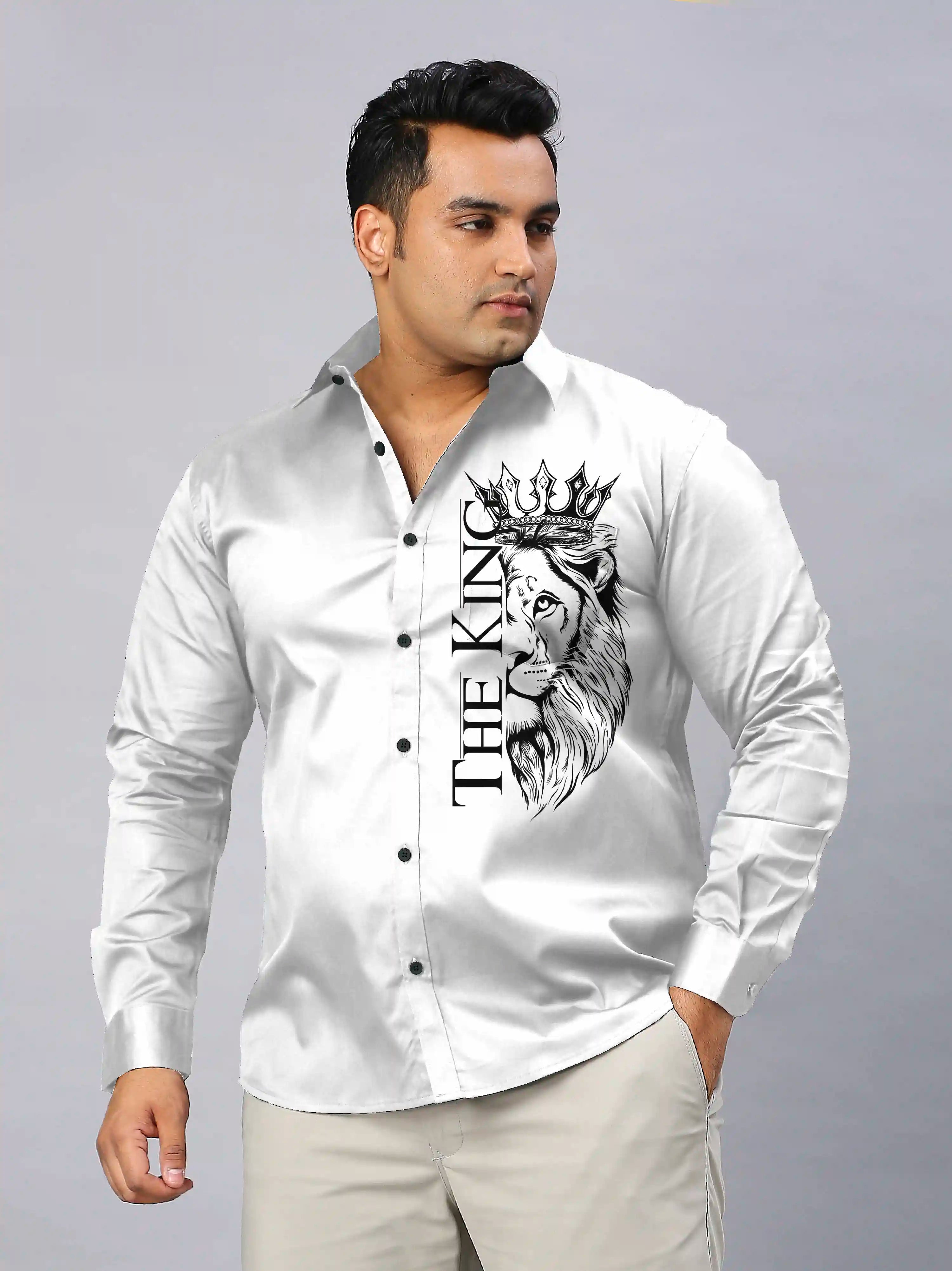 The King Lion Digital Printed Party Wear Men's Plus Size Full Shirt