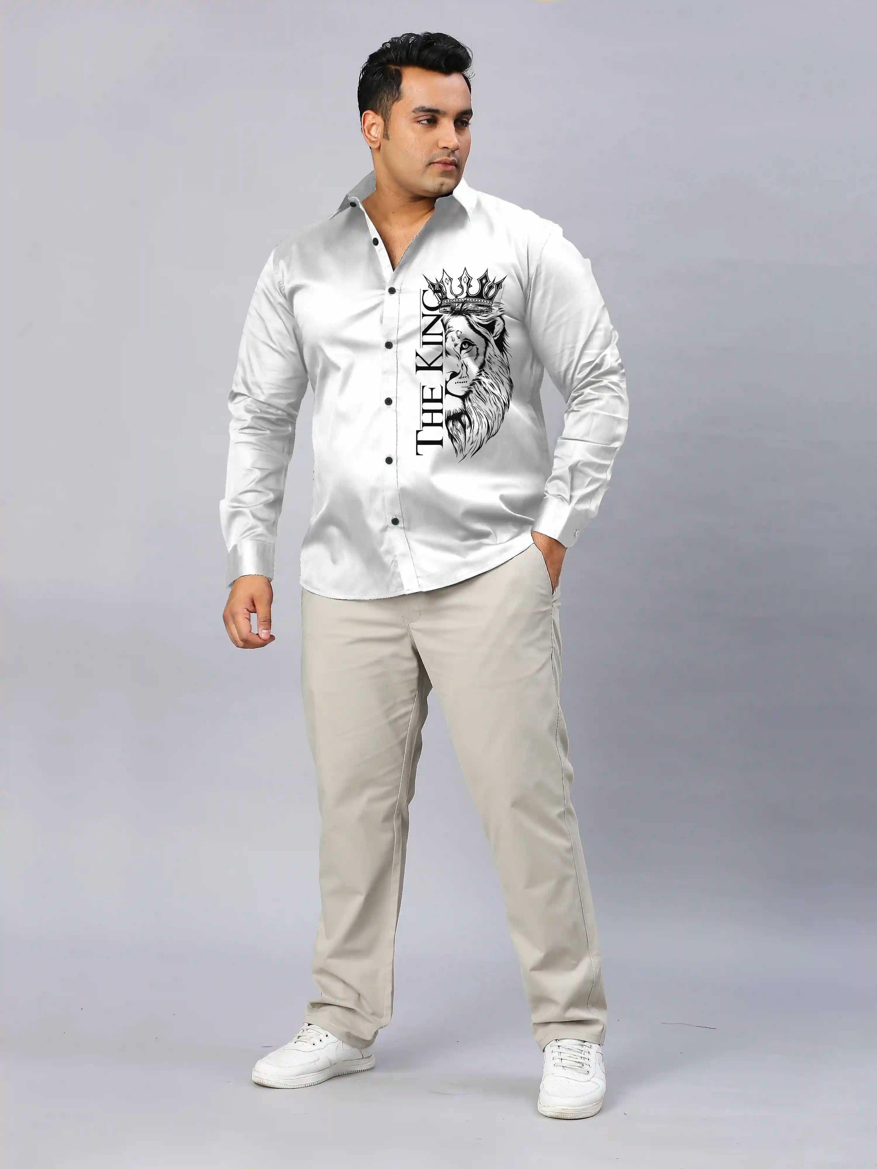 The King Lion Digital Printed Party Wear Men's Plus Size Full Shirt