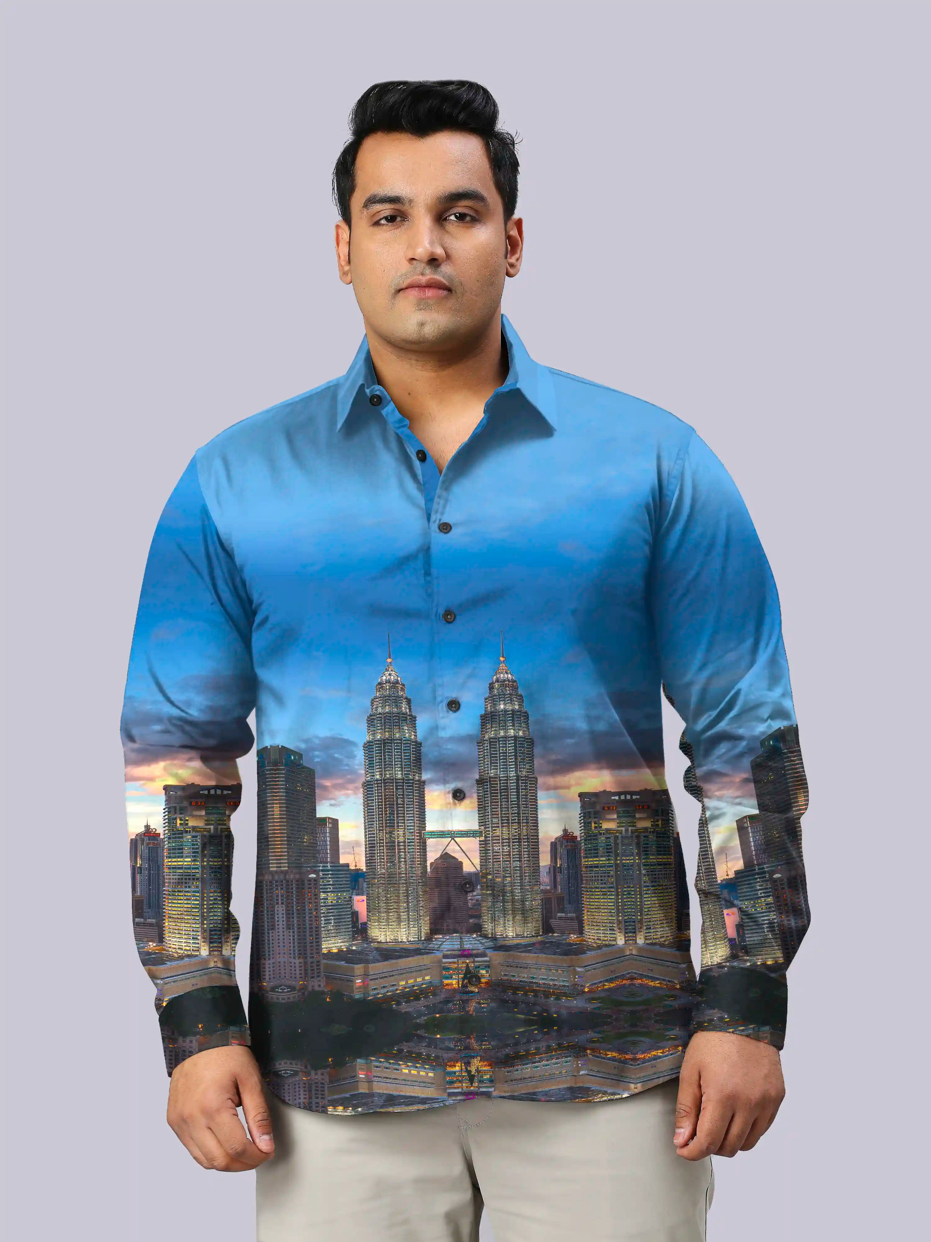 Twins Tower Limited Edition Men’s Plus Size Full Sleeve Shirt