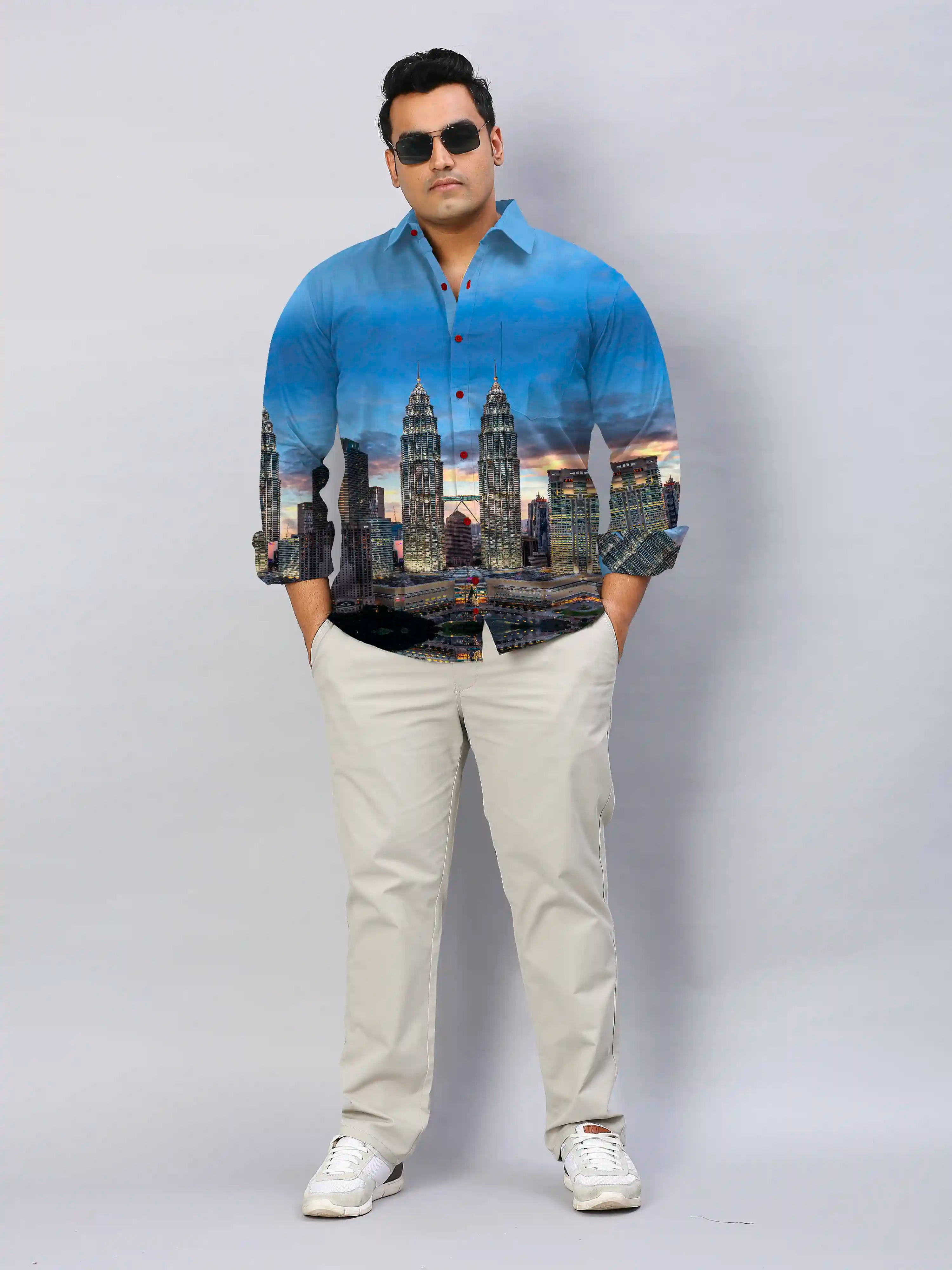 Twins Tower Limited Edition Men’s Plus Size Full Sleeve Shirt