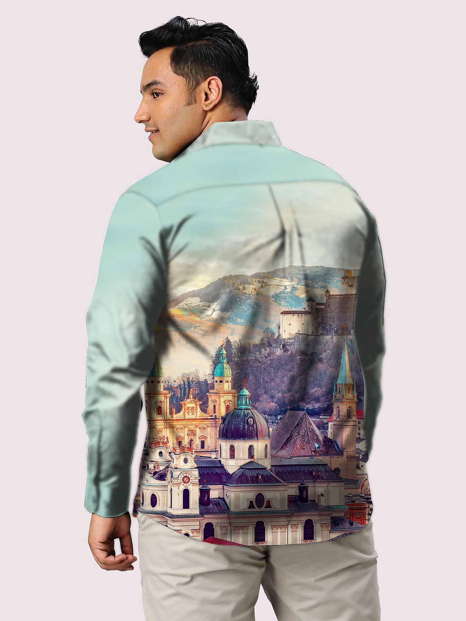 Munich City Printed Party Wear Shirts Men's Plus Size