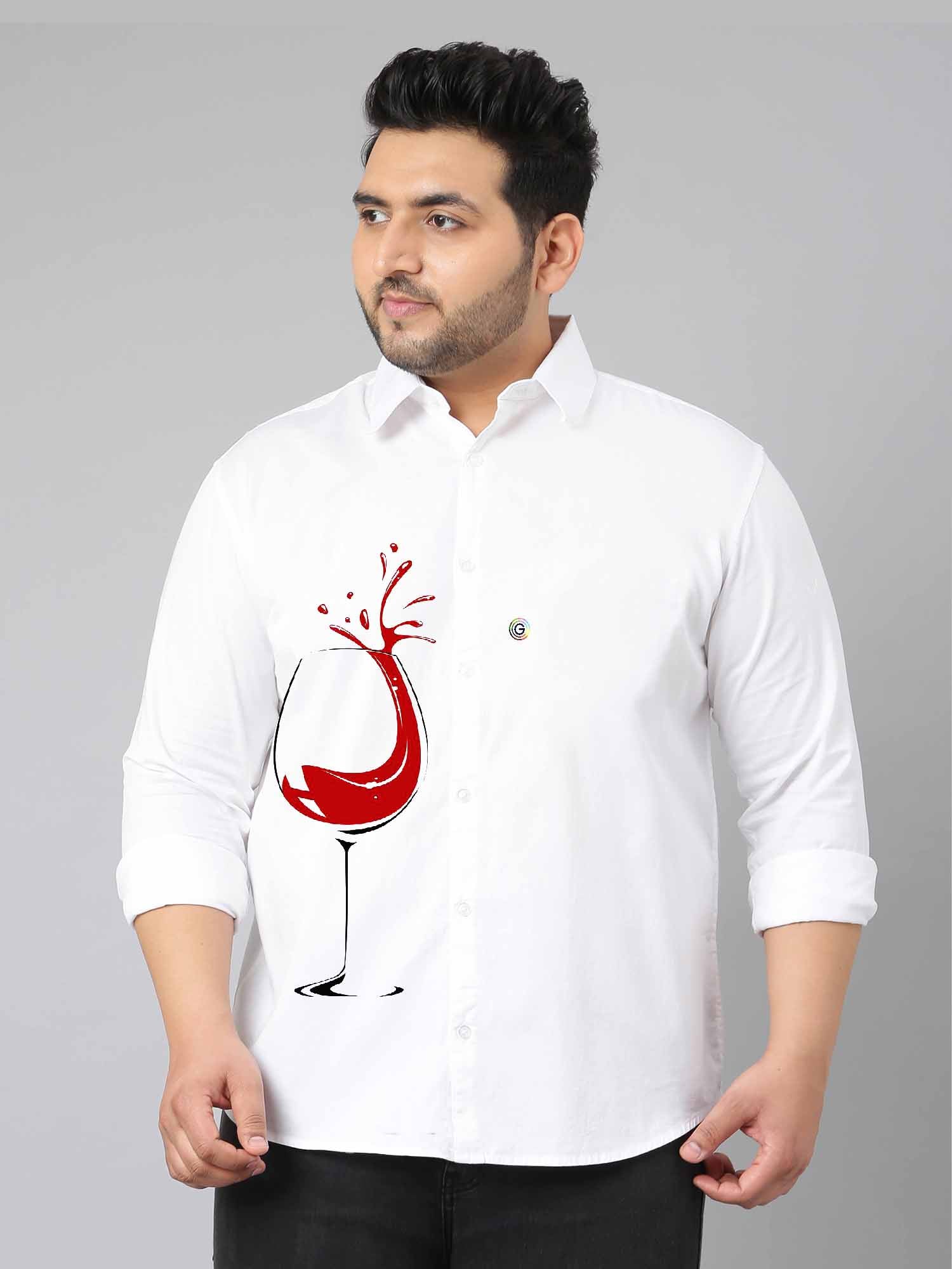 Wine Glass Printed Party Wear Shirts Men's Plus Size