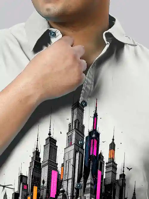 Black Muscle Car Digital Printed Party Wear Men's Plus Size Full Shirt