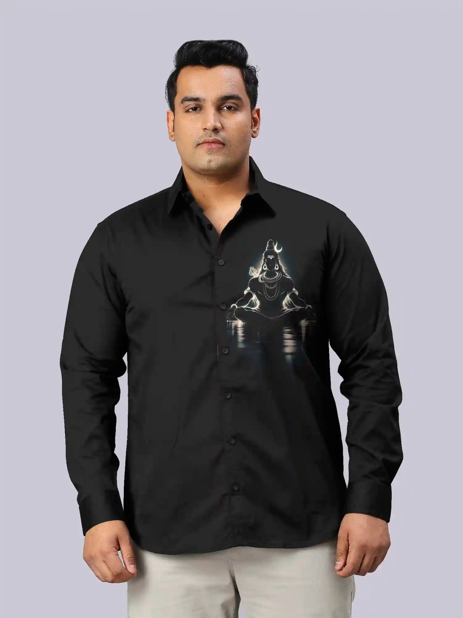 Lord Shiva Digital Printed Party Wear Men's Plus Size Full Shirt