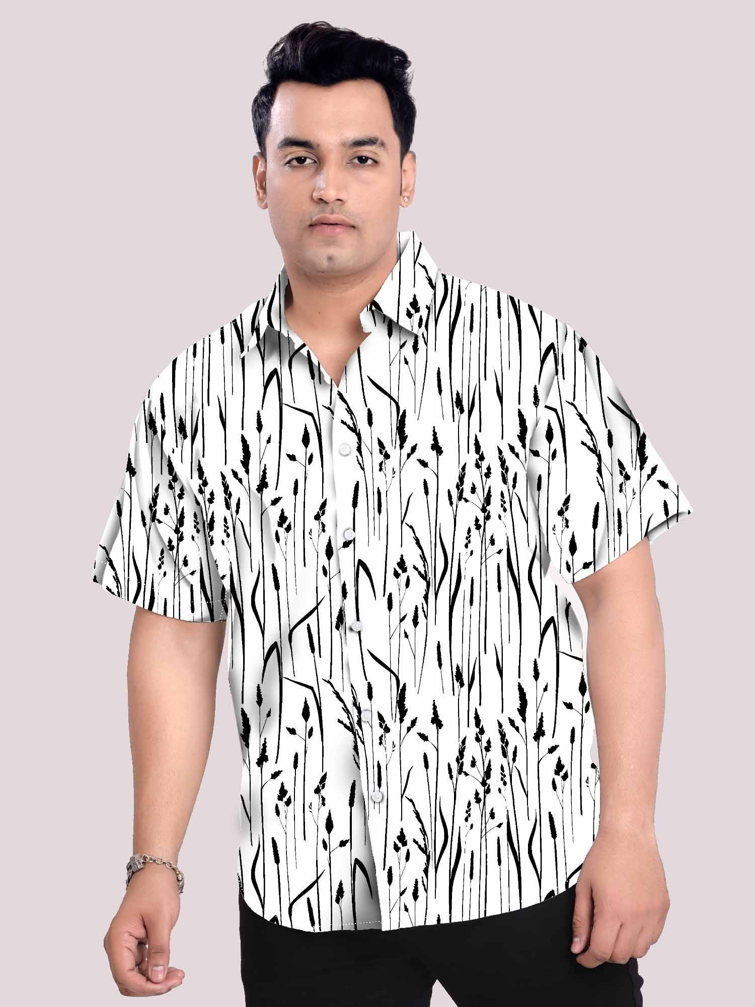 Crack Linen Printed Shirt Men's Plus Size 