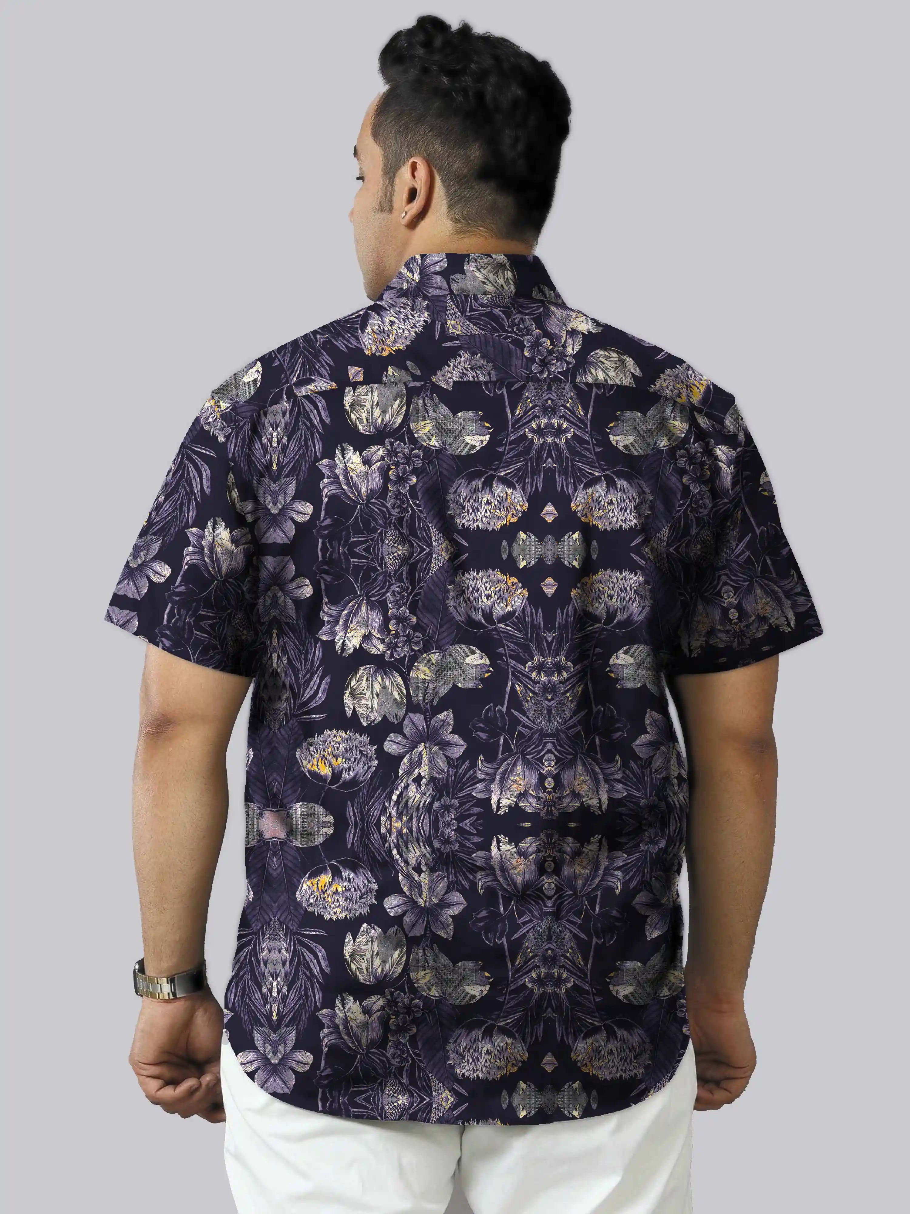 Flower Of Life Linen Printed Shirt Men's Plus Size