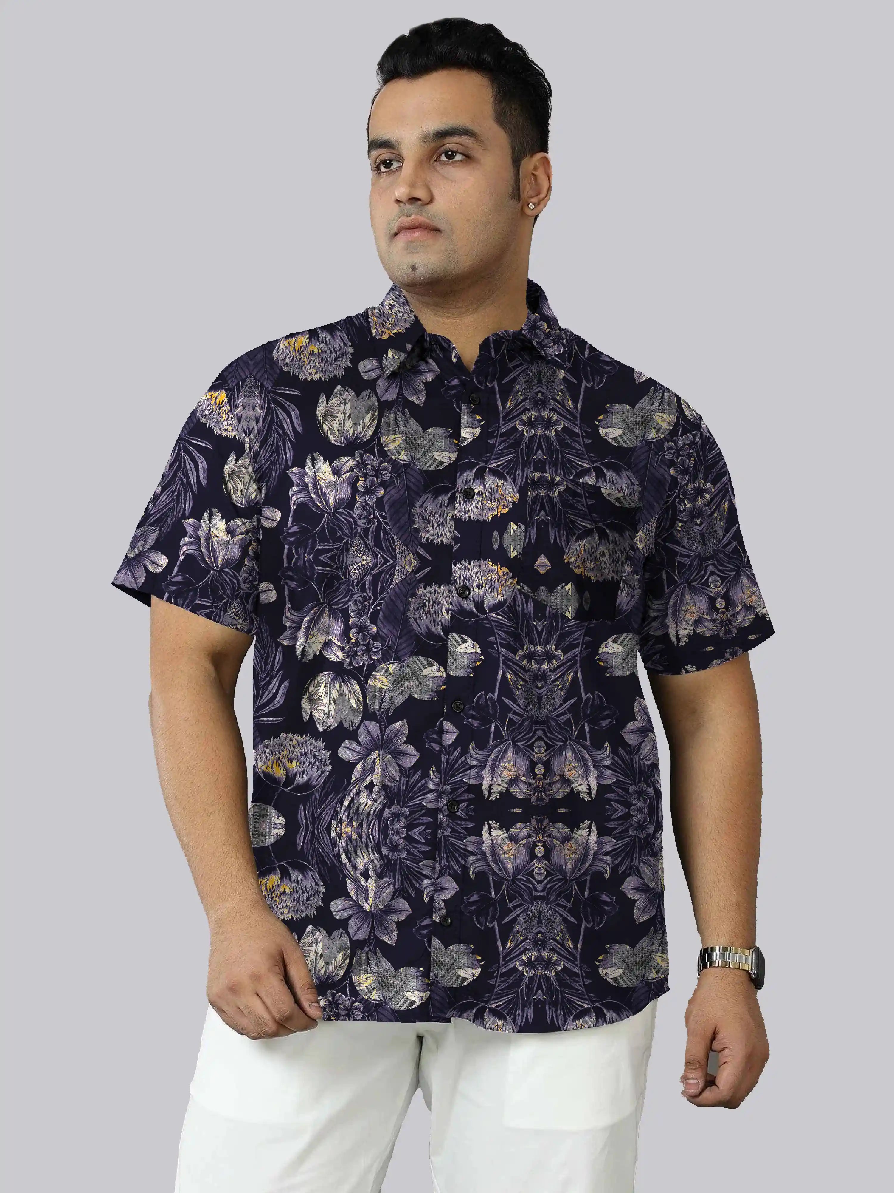 Flower Of Life Linen Printed Shirt Men's Plus Size