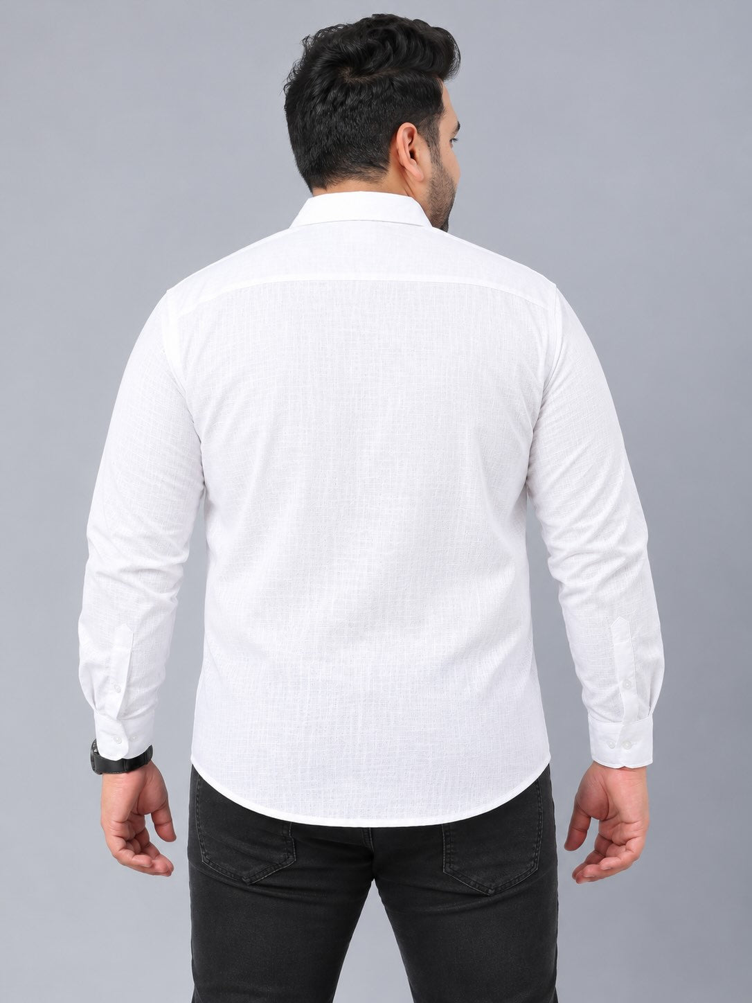 White Linen Men’s Plus Size Full Sleeve Shirt