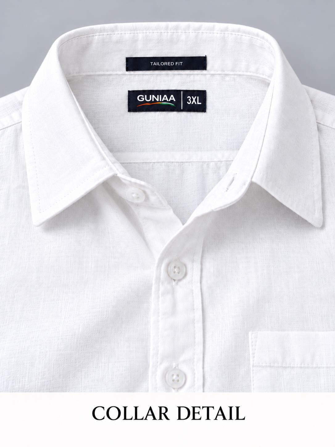 White Linen Men's Plus Size Double Pocket Full Sleeve Shirt