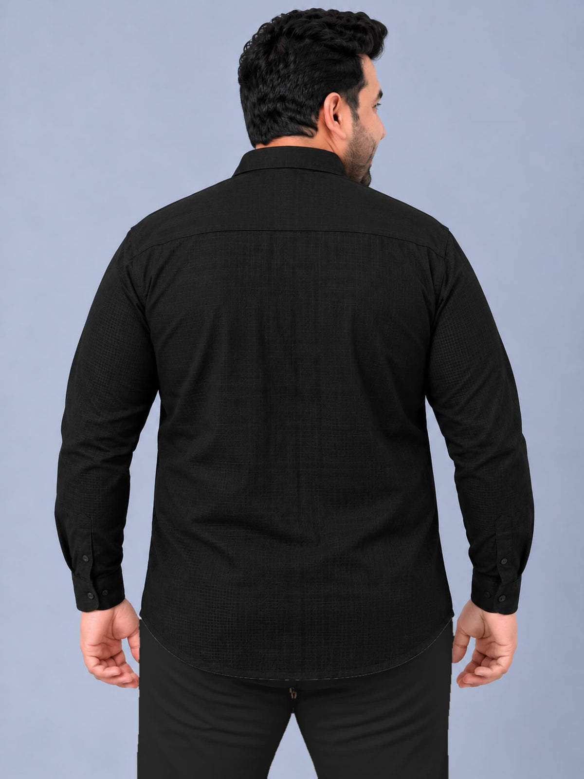 Black Linen Men’s Plus Size Full Sleeve Shirt