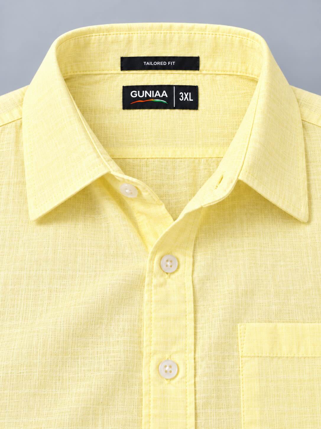 Yellow Linen Men’s Plus Size Full Sleeve Shirt