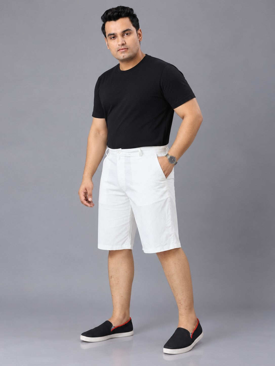 White Denim Shorts Men's Plus Size