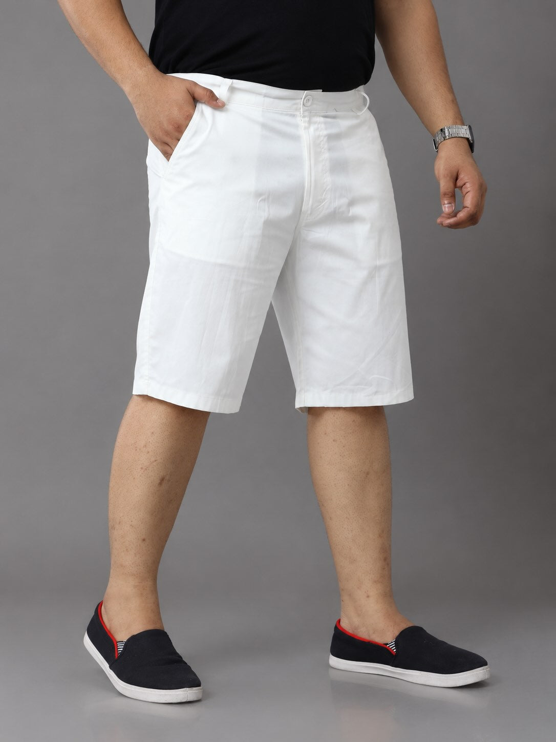White Denim Shorts Men's Plus Size