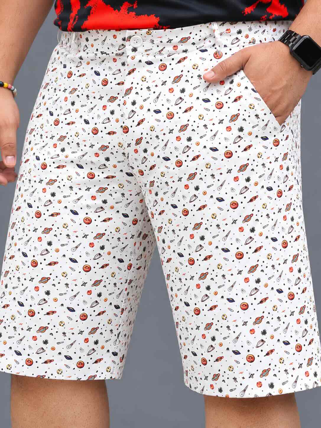 Space Galaxy Printed Men's Plus Size Shorts