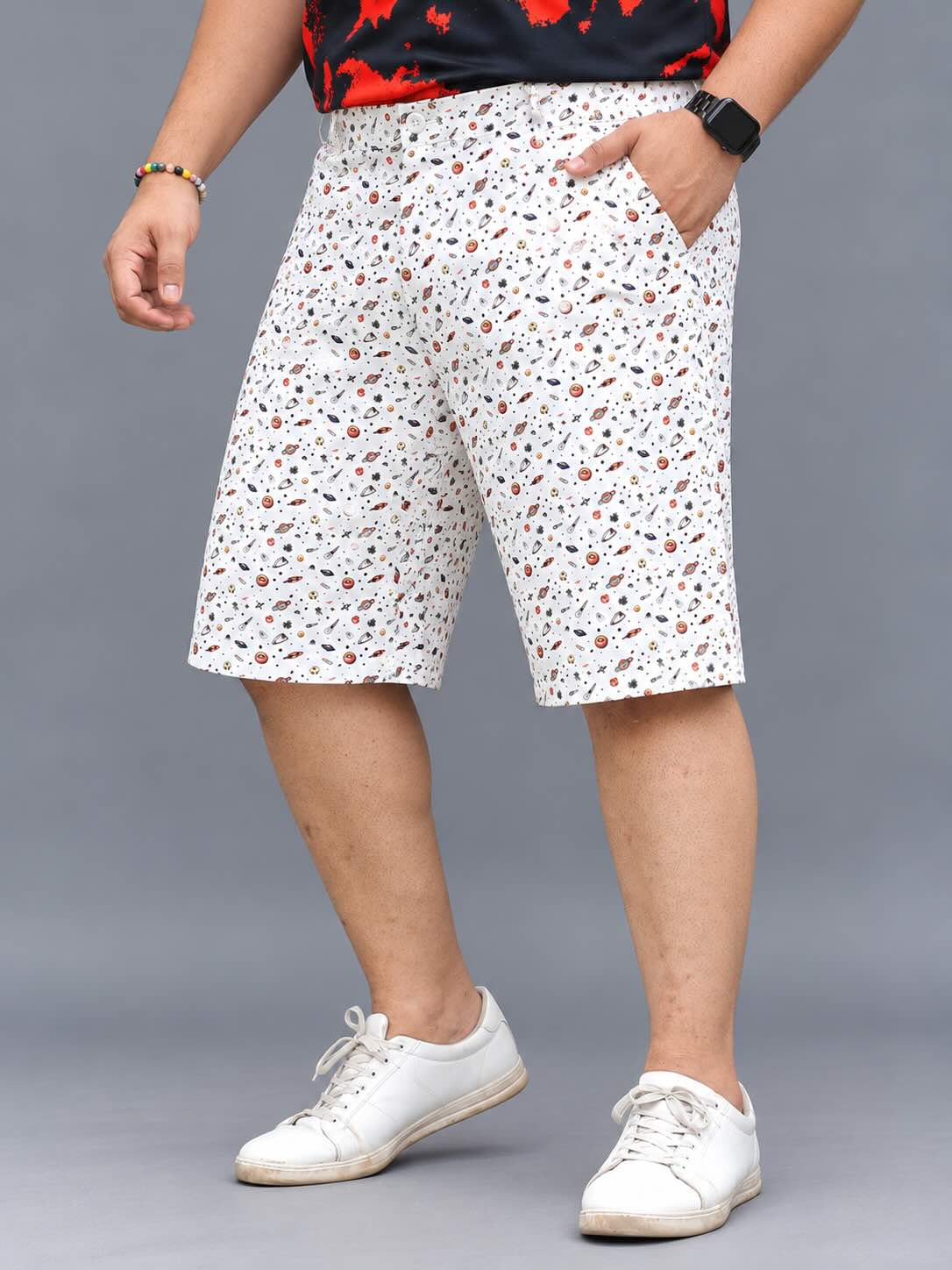 Space Galaxy Printed Men's Plus Size Shorts