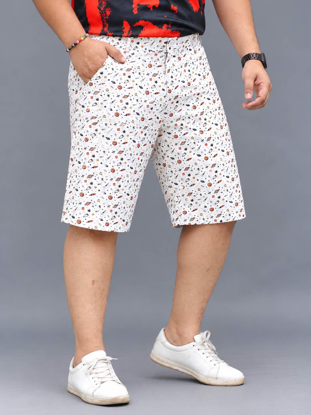 Space Galaxy Printed Men's Plus Size Shorts