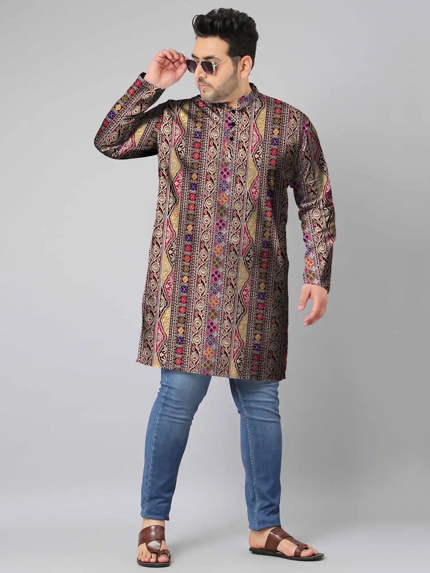 Floral Border Digital Printed Plus Size Kurta