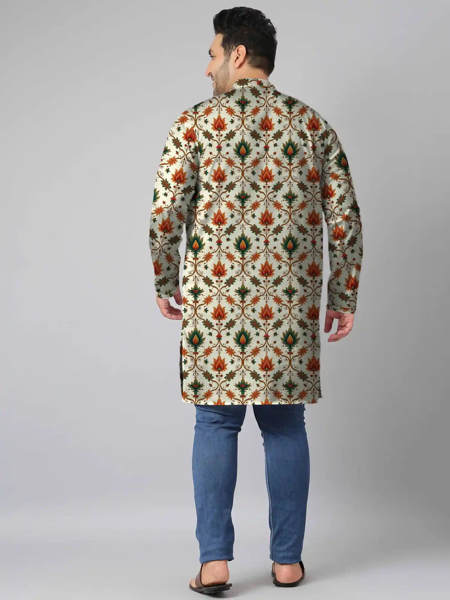 Turkish Floral Digital Printed Plus Size Kurta