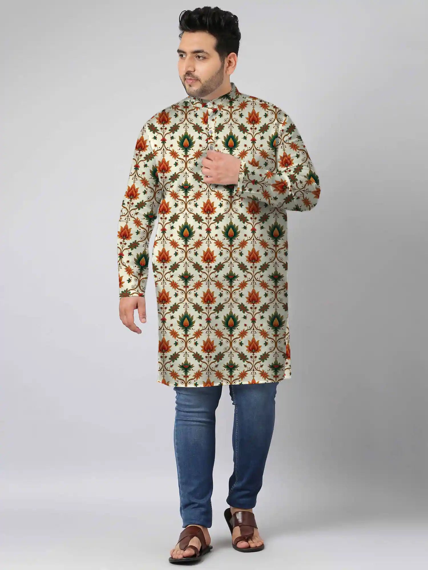 Turkish Floral Digital Printed Plus Size Kurta