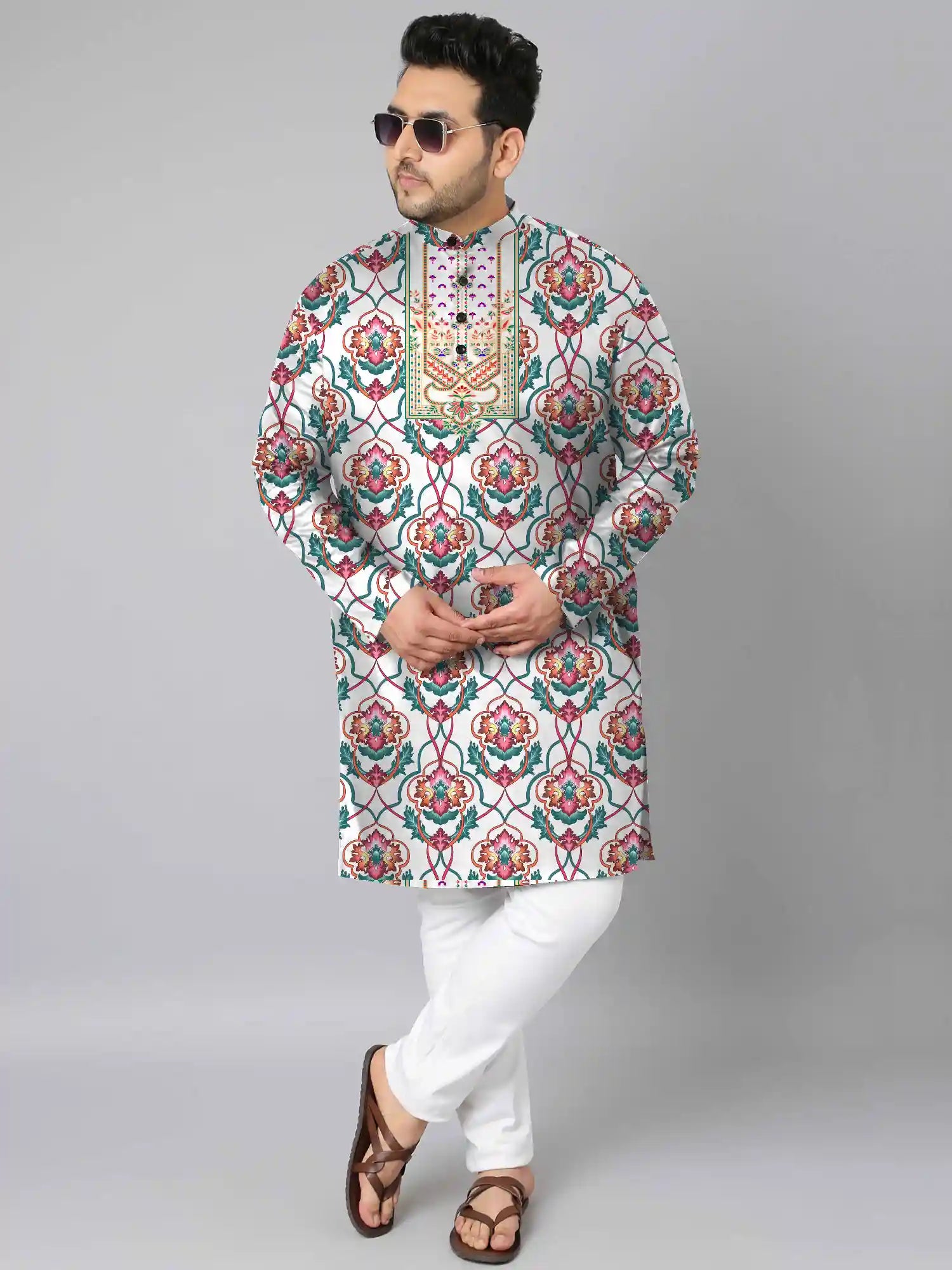 Indian Floral Digital Printed Plus Size Kurta