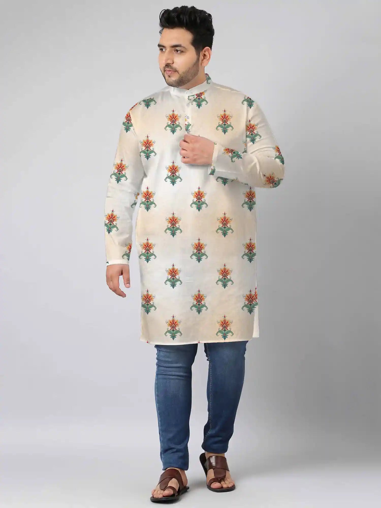 Floral Oriental Digital Printed Plus Size Kurta