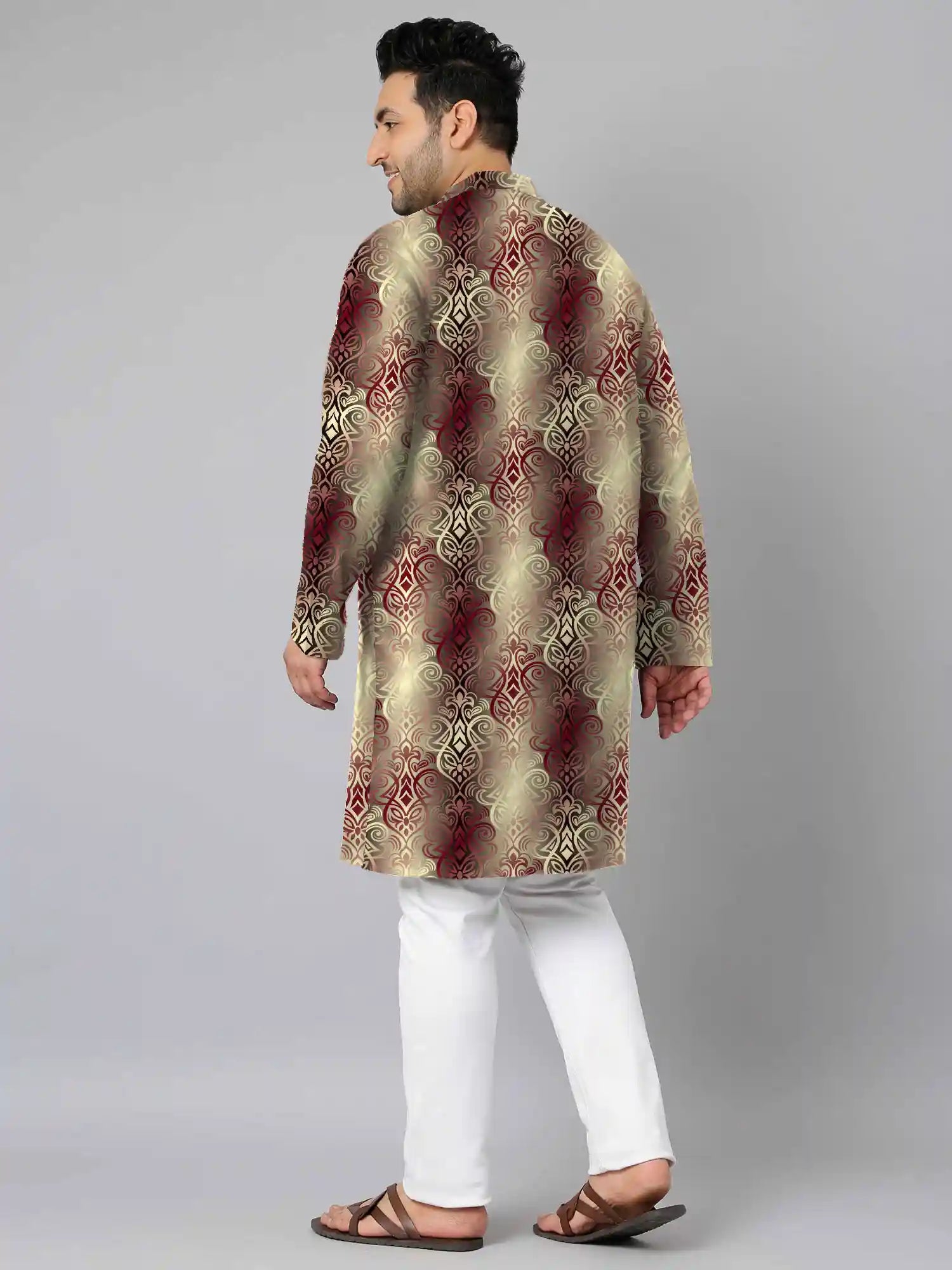 Damask Design Digital Printed Plus Size Kurta