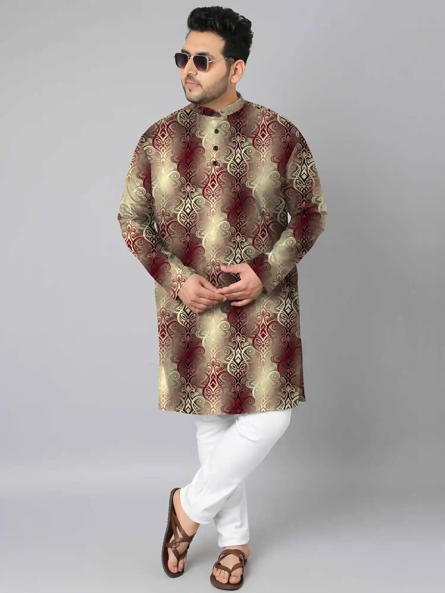 Damask Design Digital Printed Plus Size Kurta