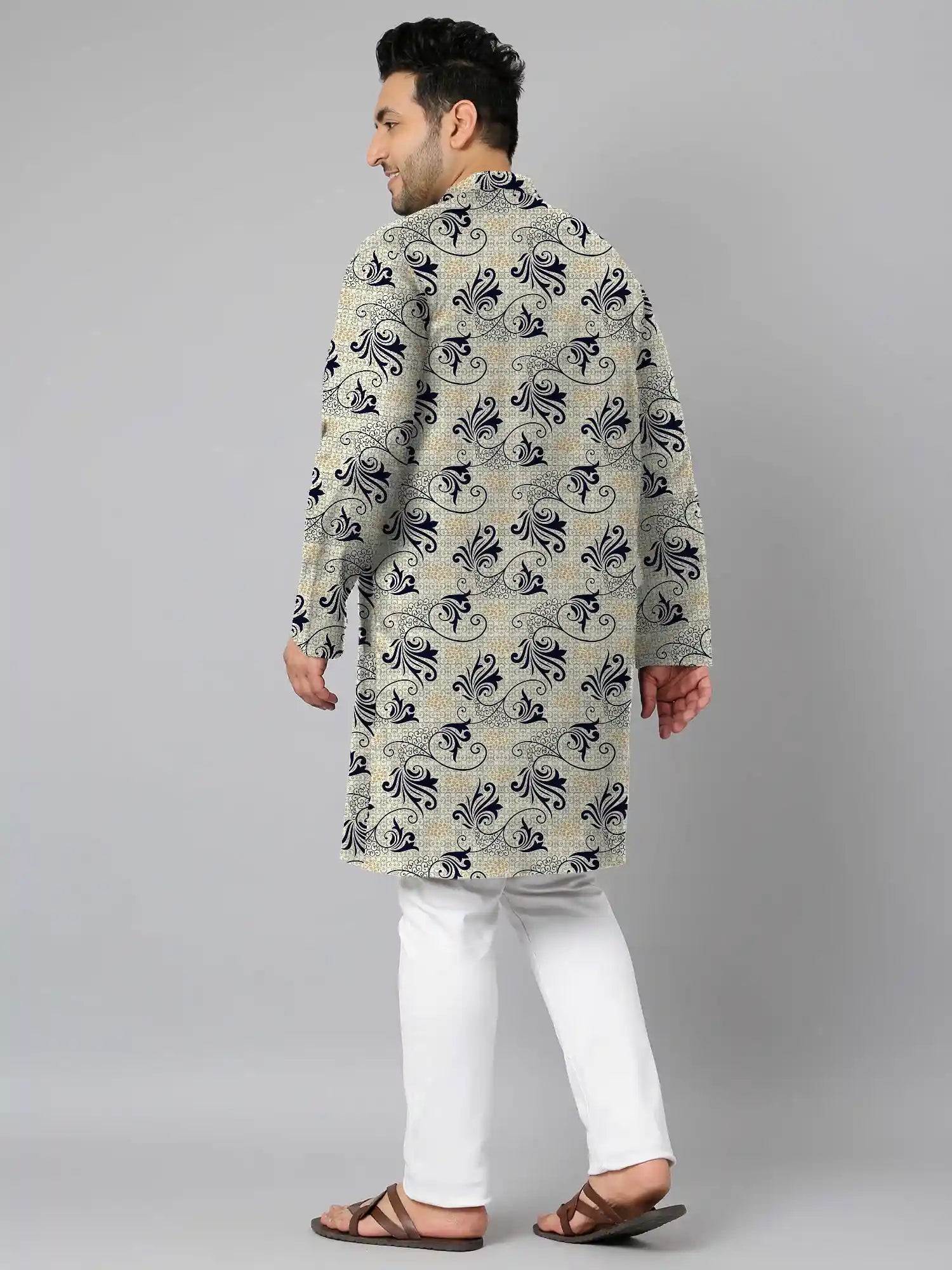 Damask Pattern Digital Printed Plus Size Kurta