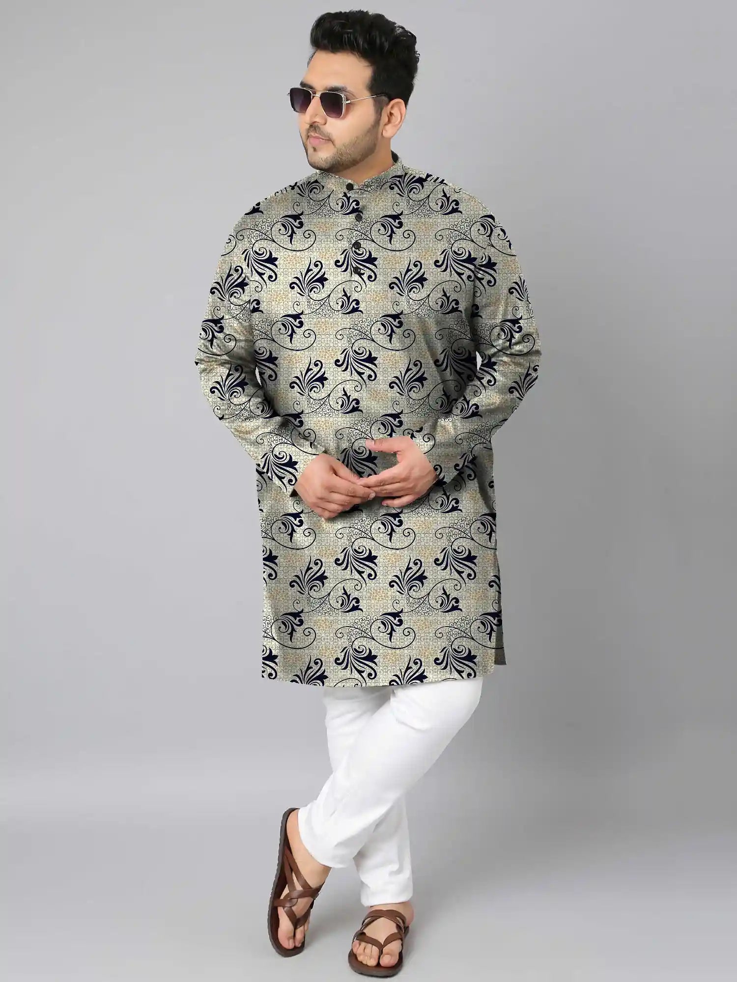 Damask Pattern Digital Printed Plus Size Kurta