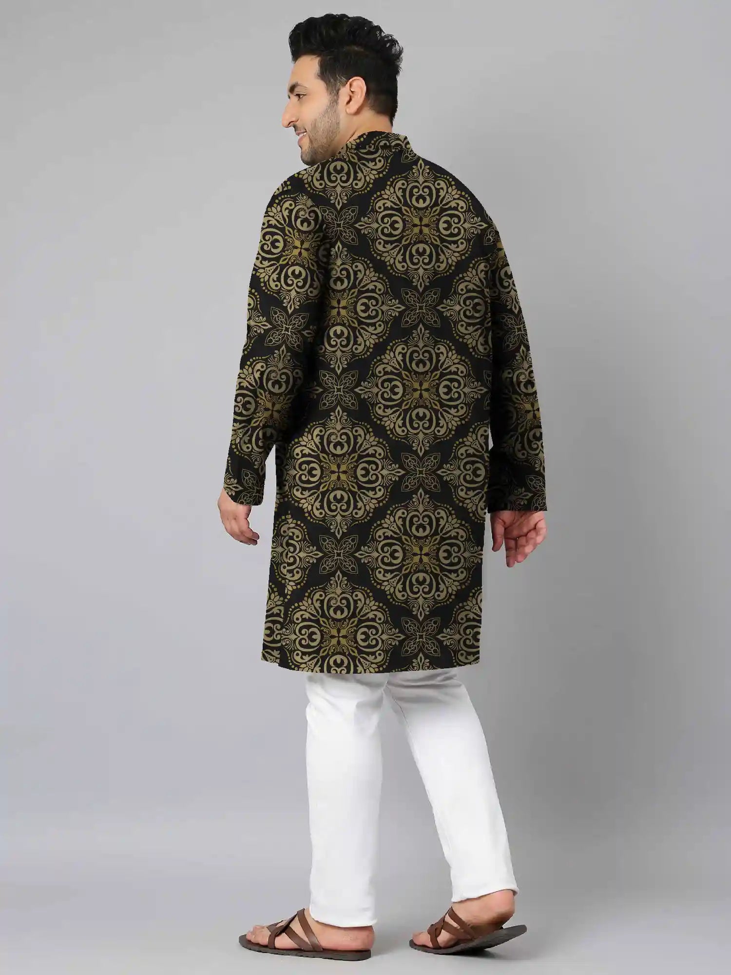 Damask Stencil Digital Printed Plus Size Kurta