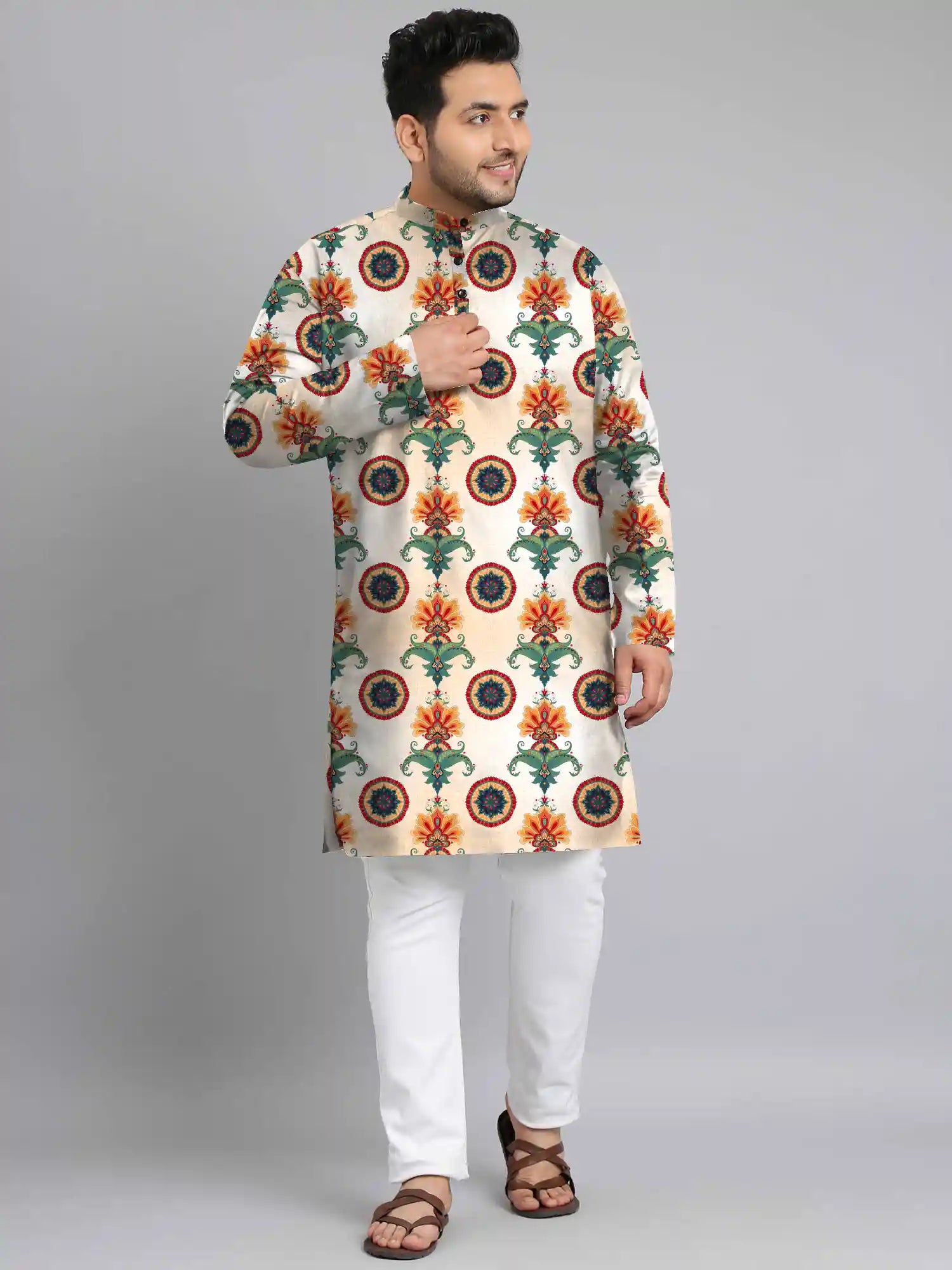 Floral Orientals Digital Printed Plus Size Kurta