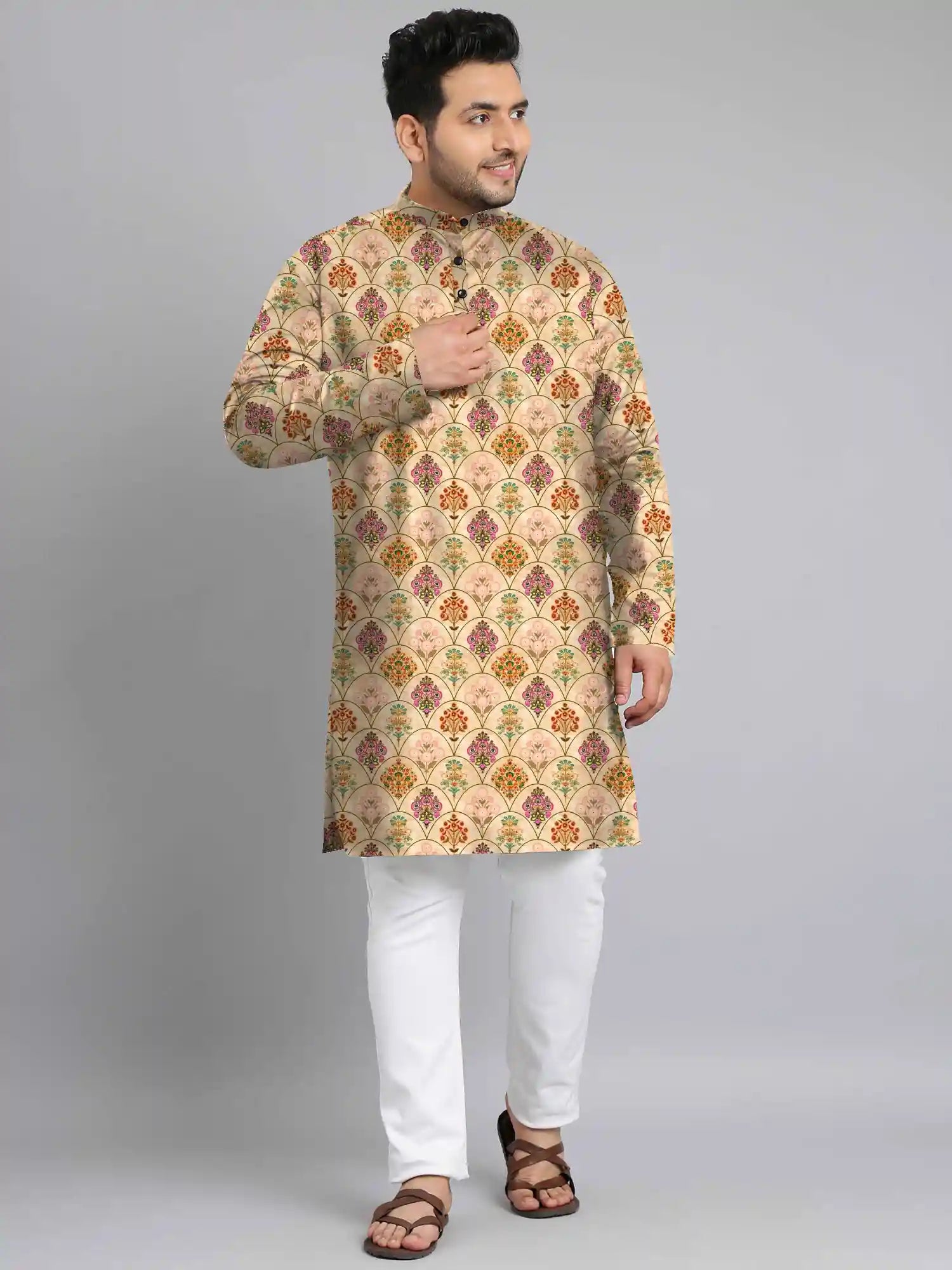 Floral Patterned Digital Printed Plus Size Kurta