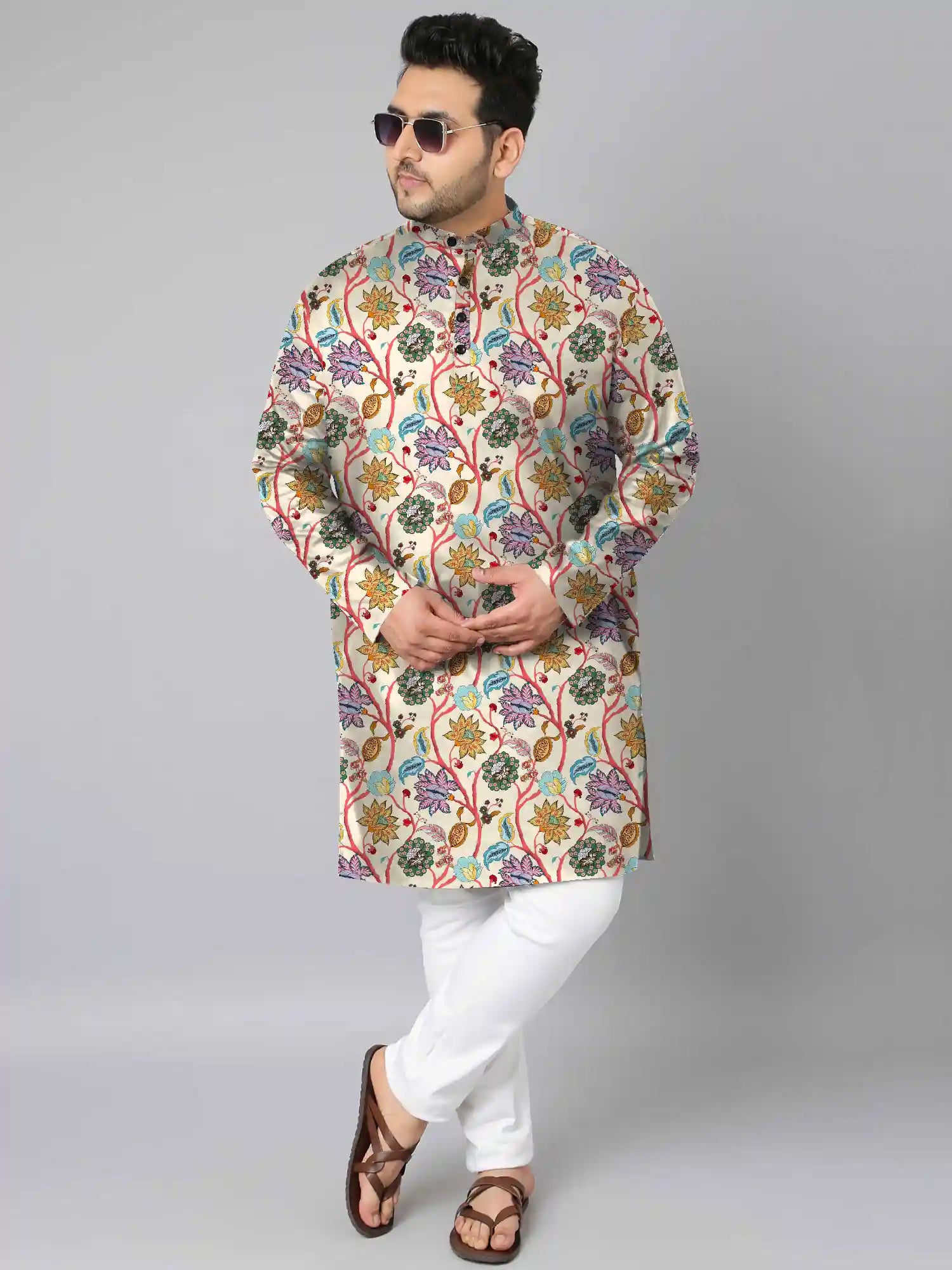 Floral Pattern Digital Printed Plus Size Kurta