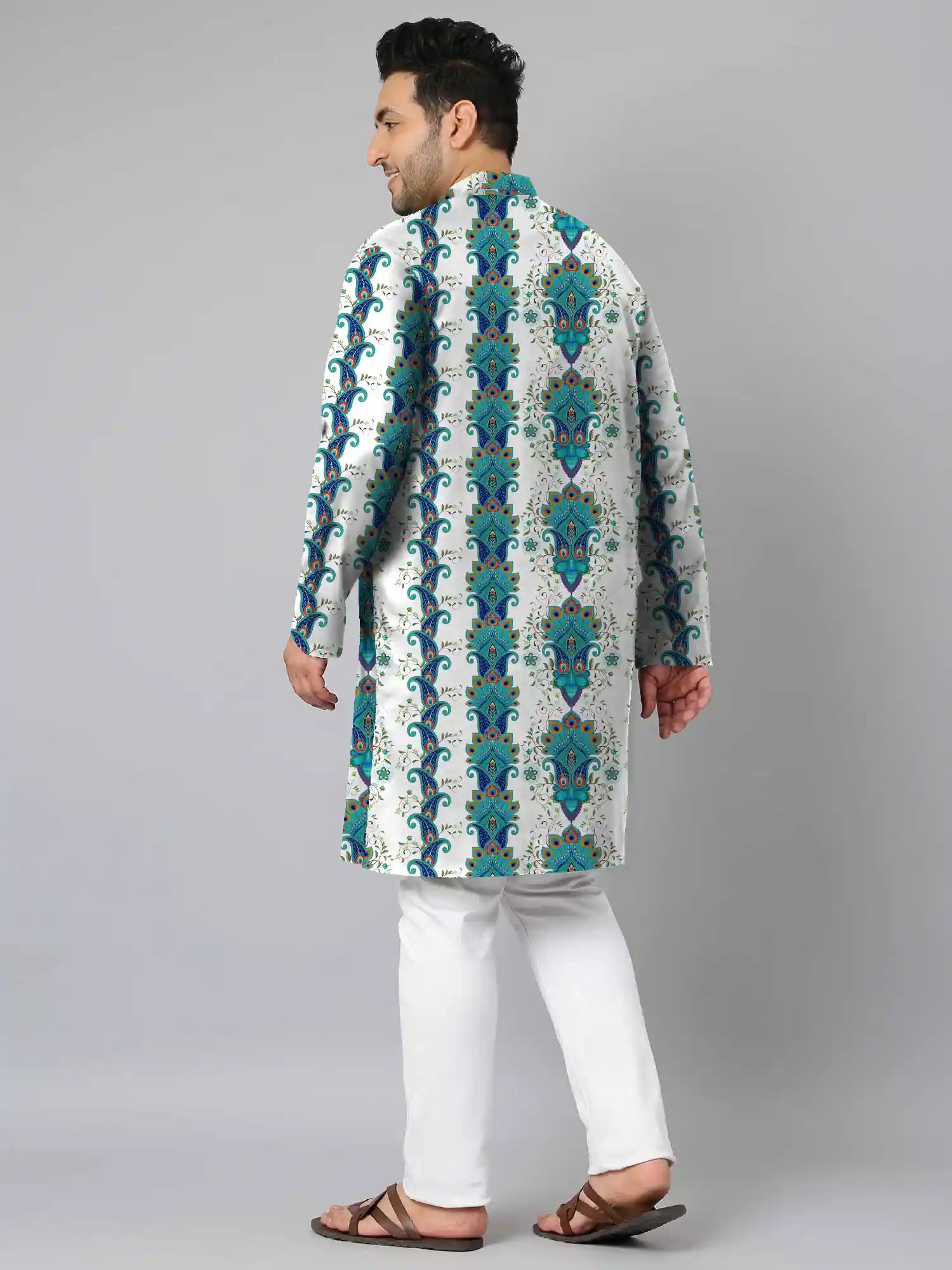 Peacock Feather Digital Printed Plus Size Kurta