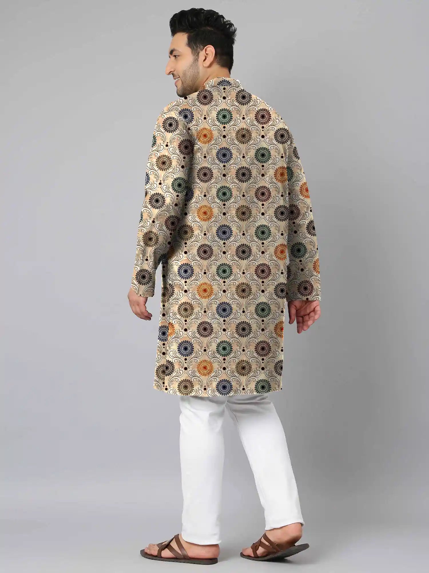 Stylized Flower Motifs Digital Printed Plus Size Kurta