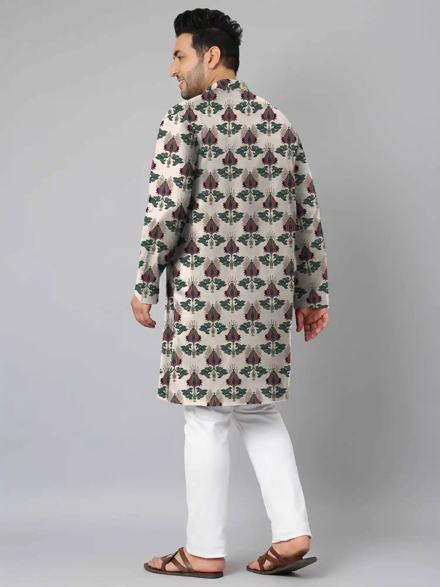 Vintage Floral Digital Printed Plus Size Kurta