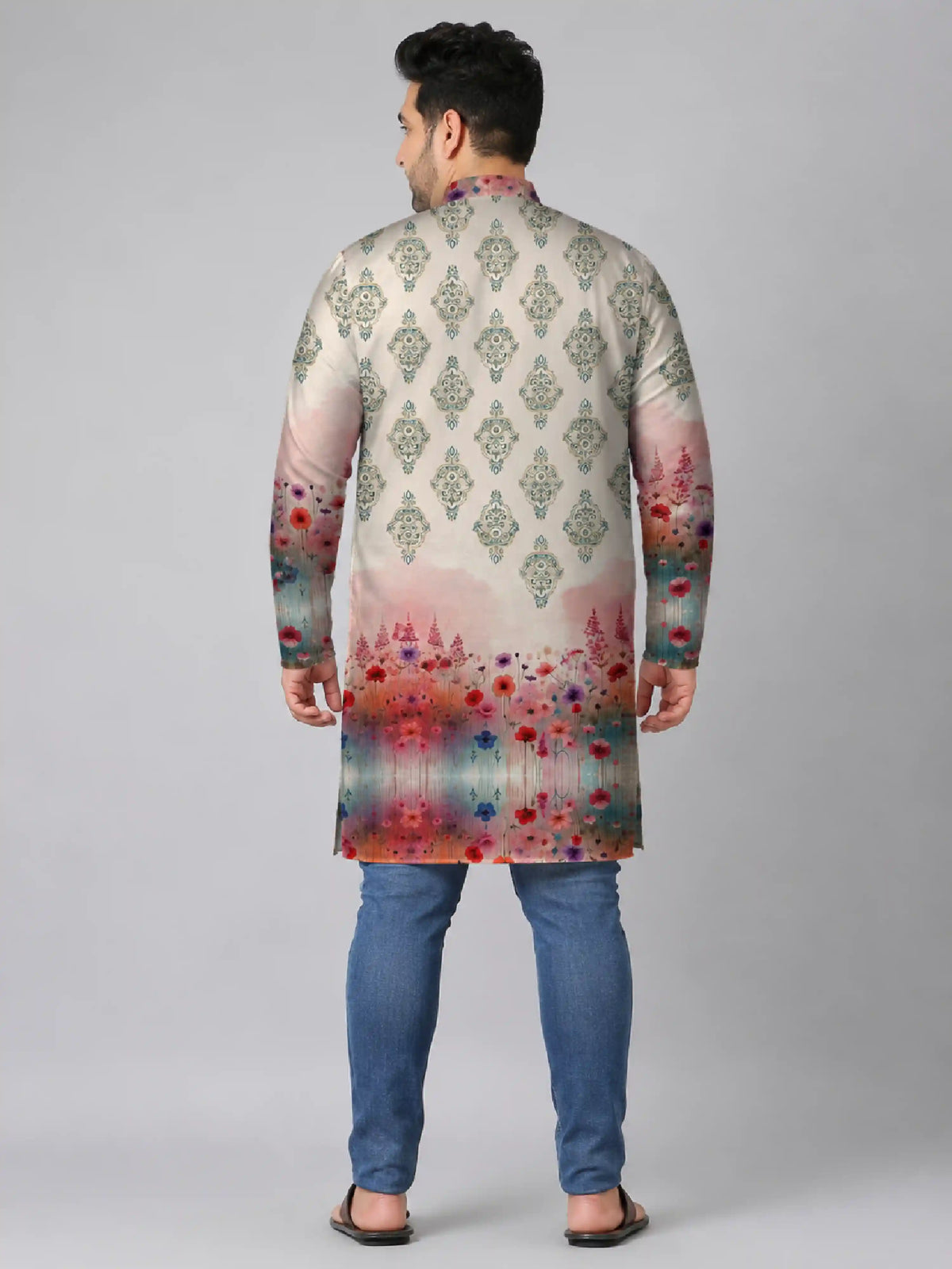 Watercolor Floral Digital Printed Plus Size Kurta