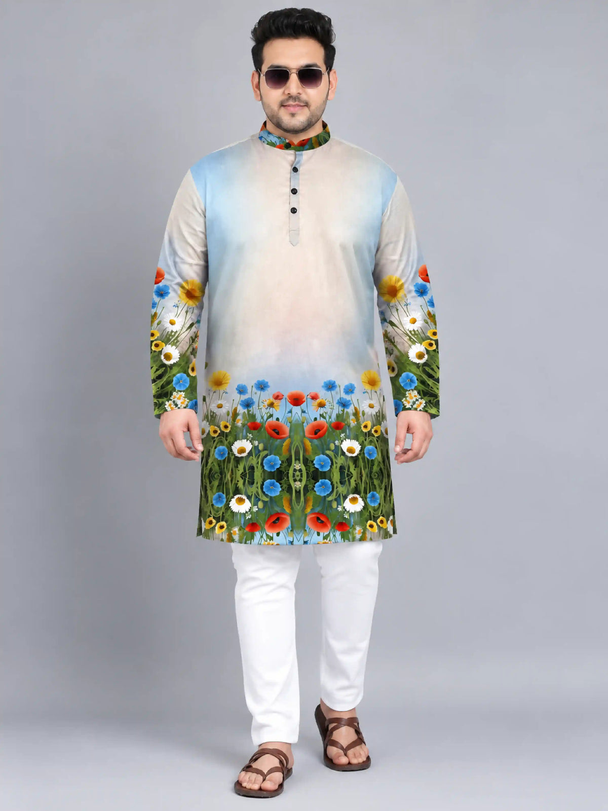 Wildflower Meadow Digital Printed Plus Size Kurta
