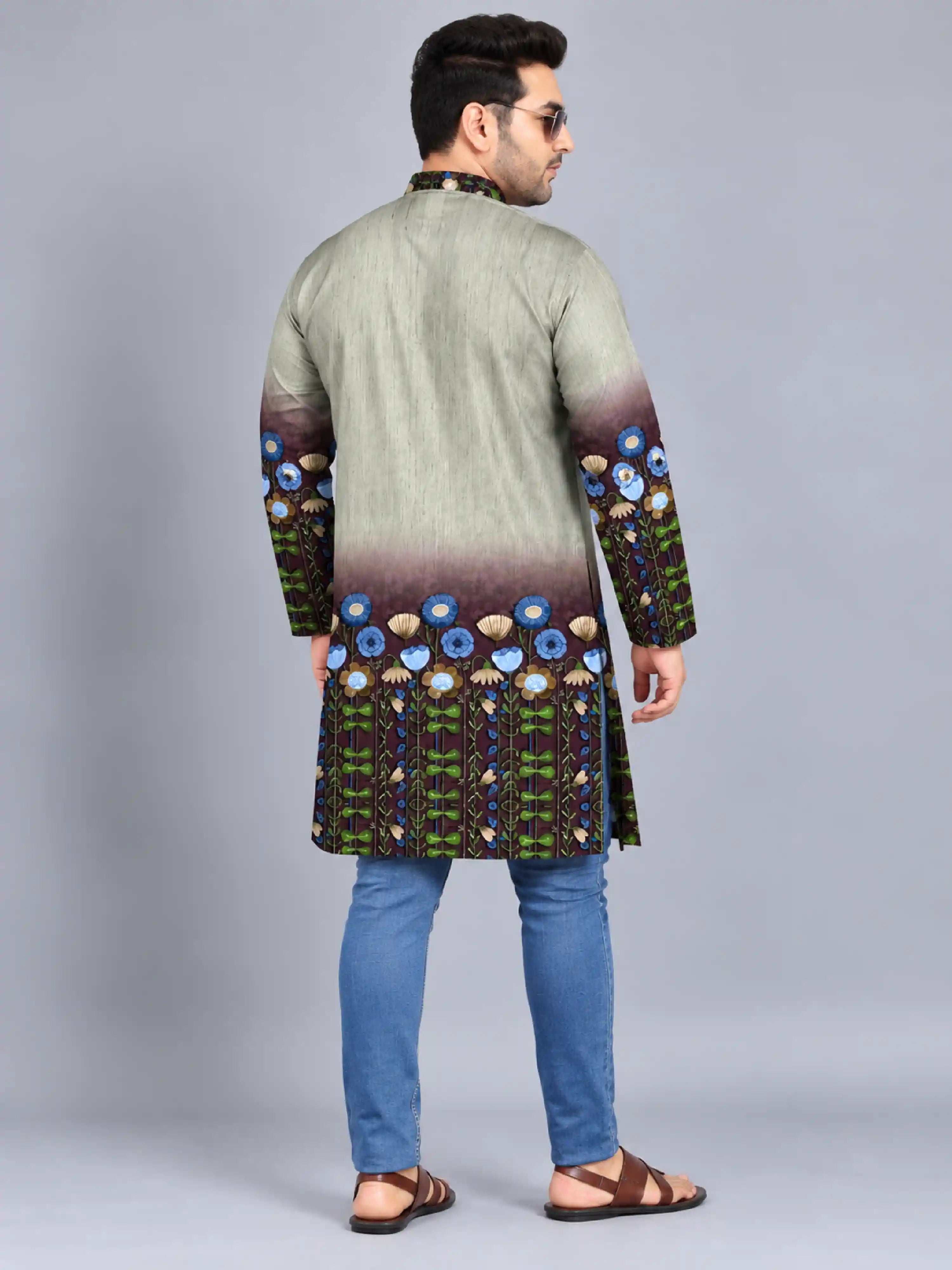 Blue Bloom Digital Printed Plus Size Kurta