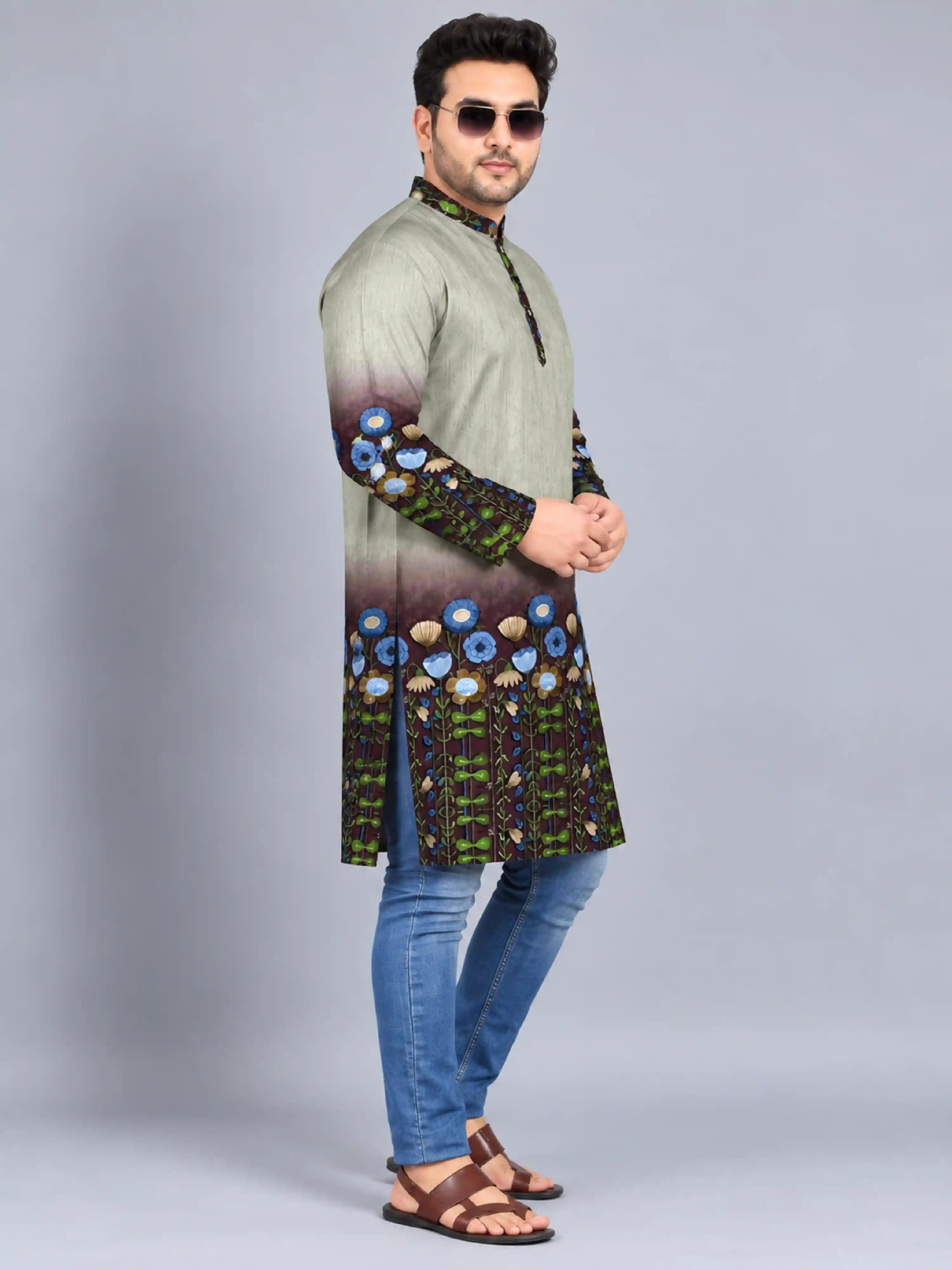 Blue Bloom Digital Printed Plus Size Kurta