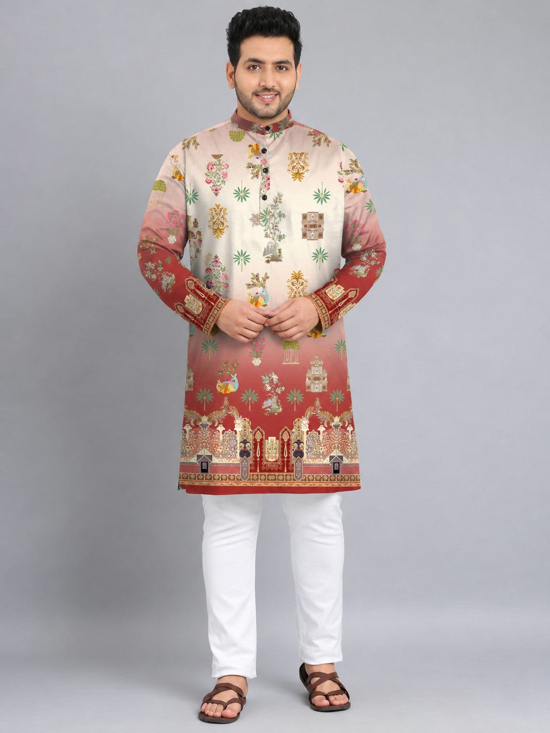 Royal Heritage Digital Printed Men's Plus Size Kurta